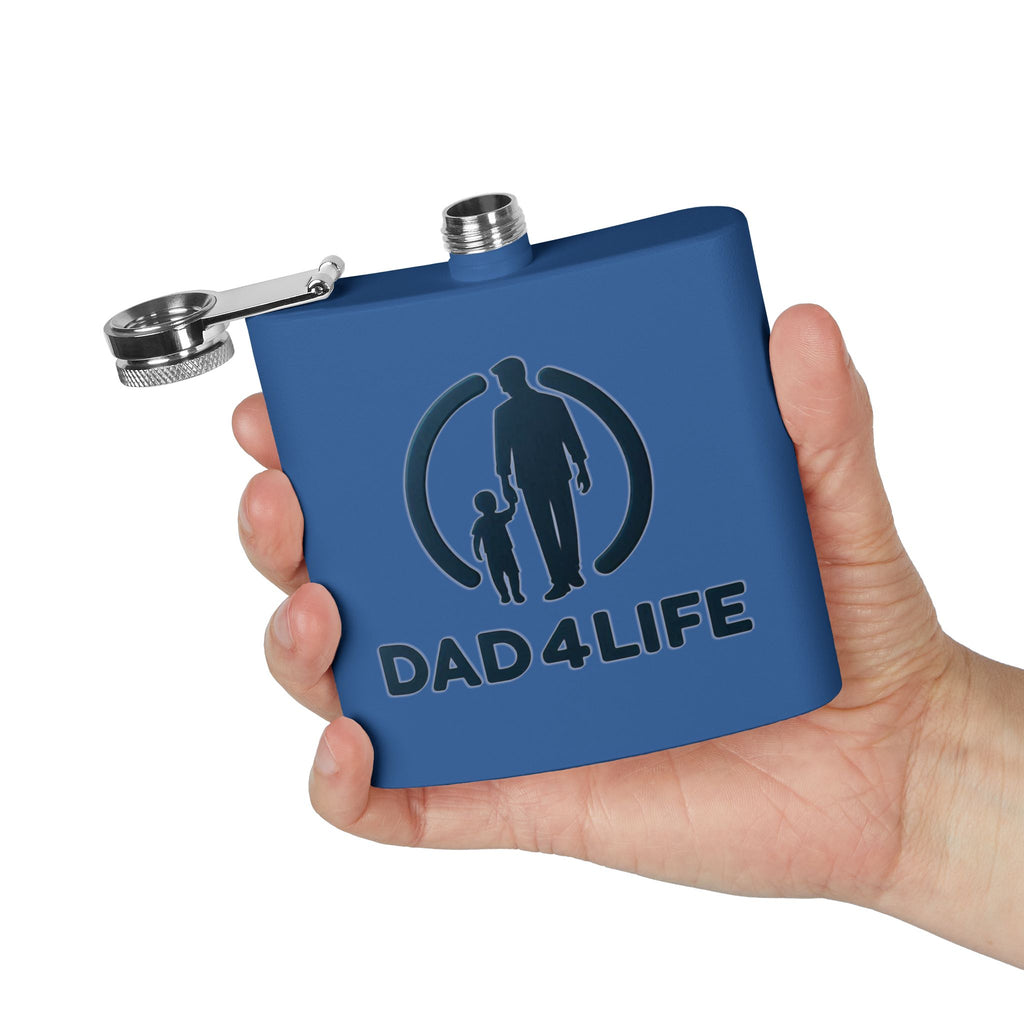 6oz Stainless Steel Flask — "DAD 4 LIFE" Father & Son Graphic, Father's Day Gift