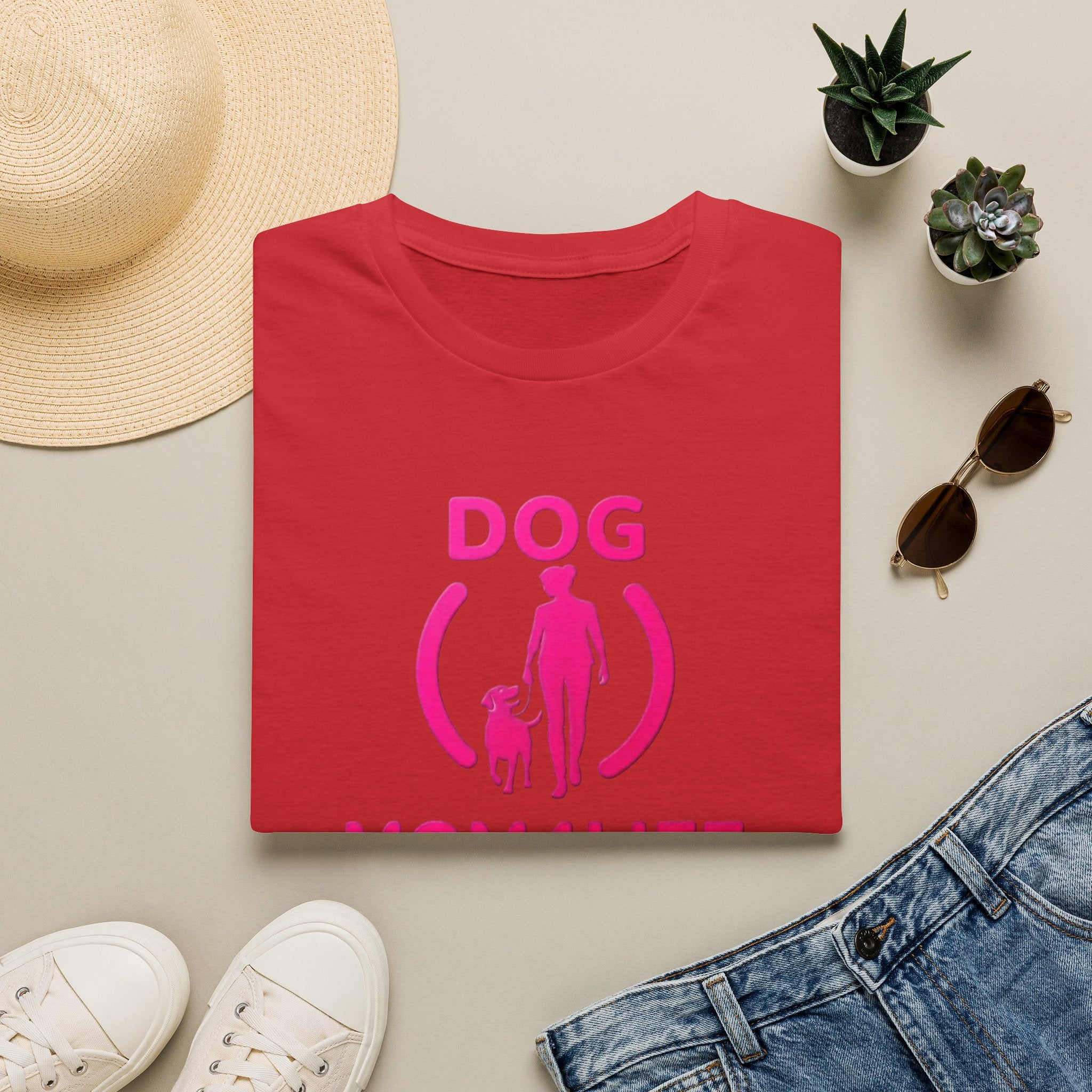 Dog Mom 4 Life T-Shirt — Pink Silhouette Pet Lover Tee