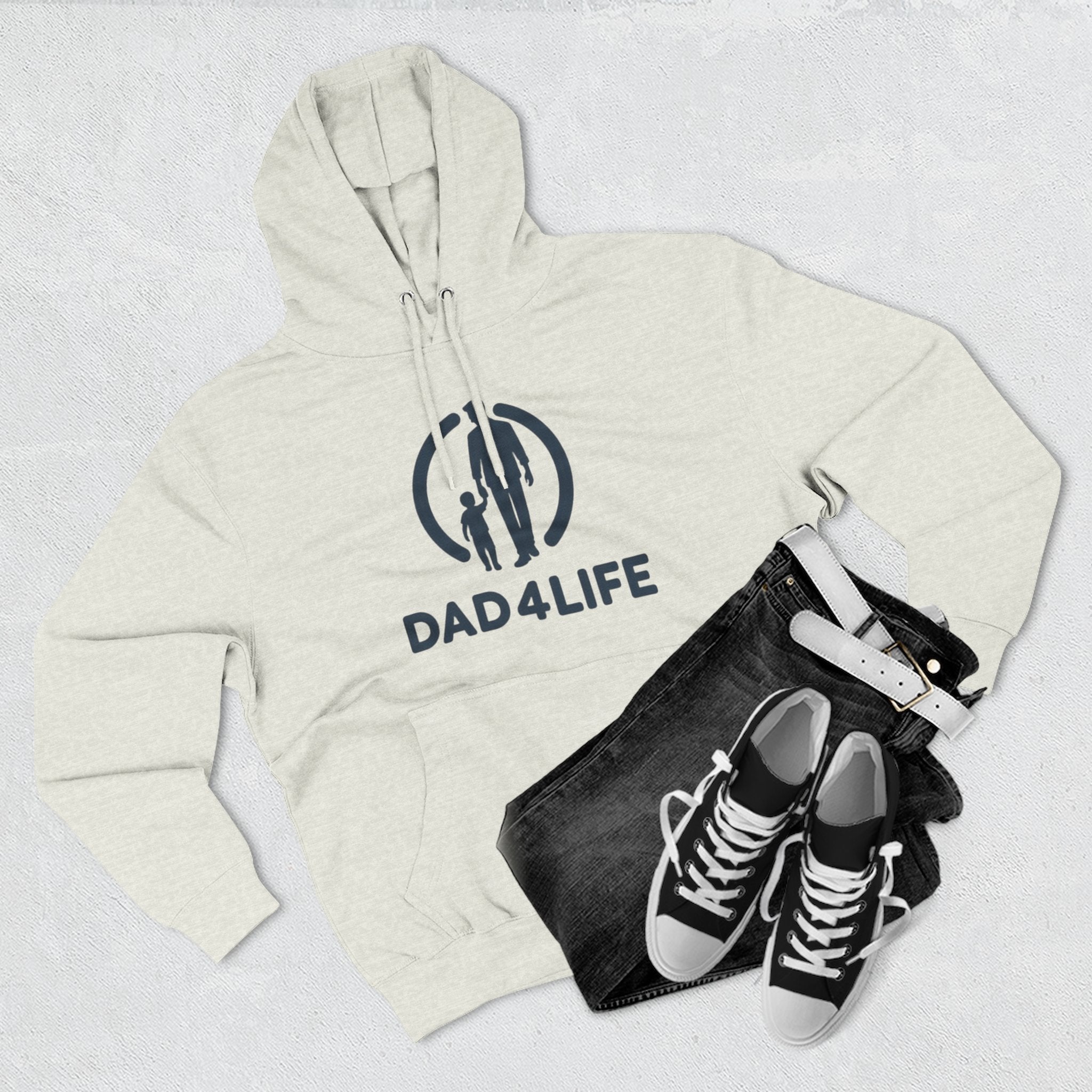 Dad 4 Life Hoodie — Father & Child Silhouette Fleece Pullover