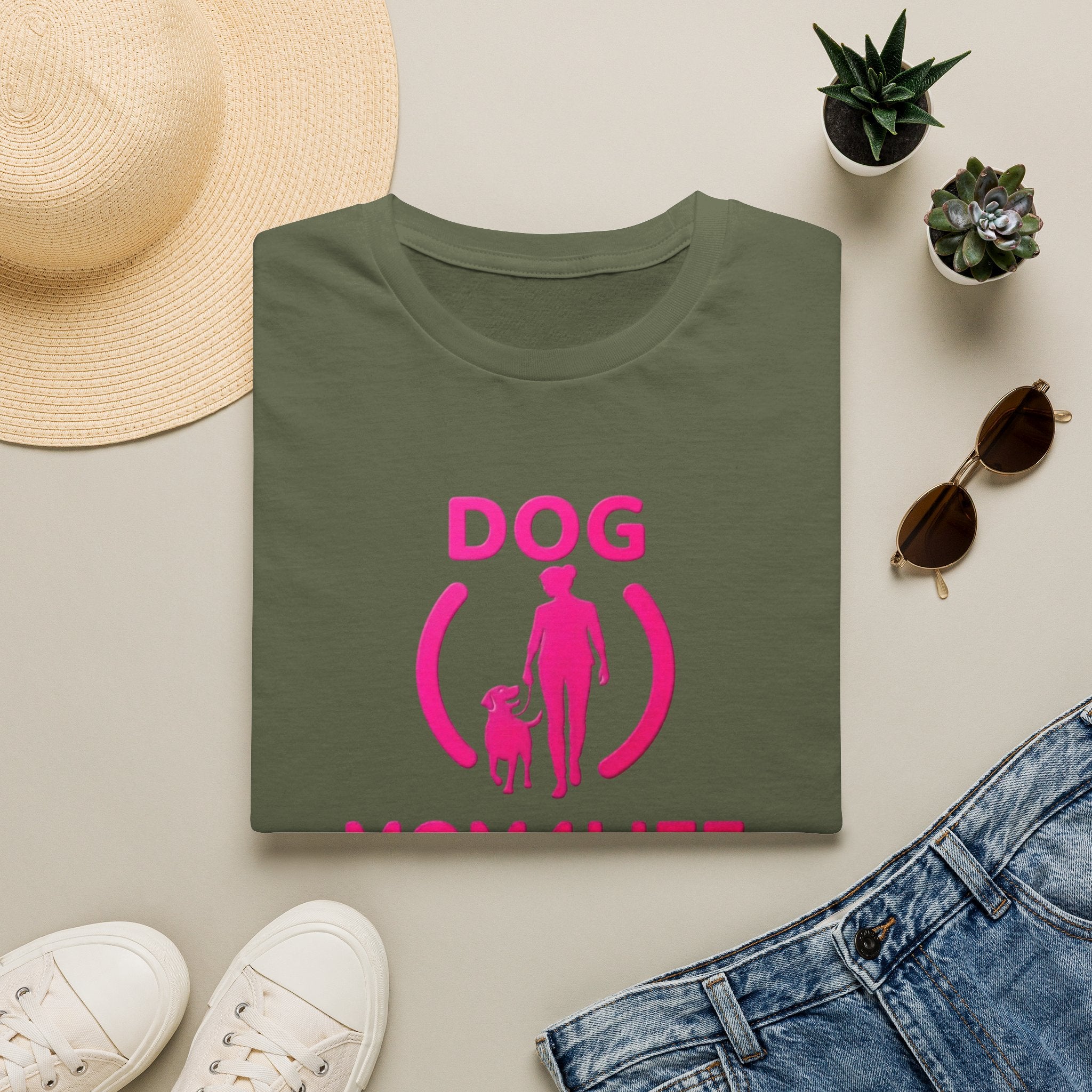 Dog Mom 4 Life T-Shirt — Pink Silhouette Pet Lover Tee