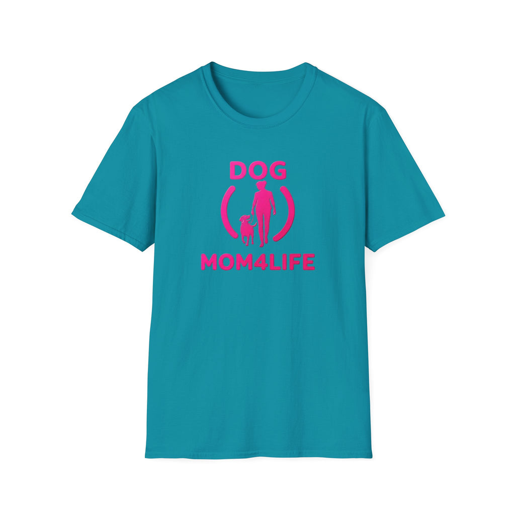 Dog Mom 4 Life T-Shirt — Pink Silhouette Pet Lover Tee