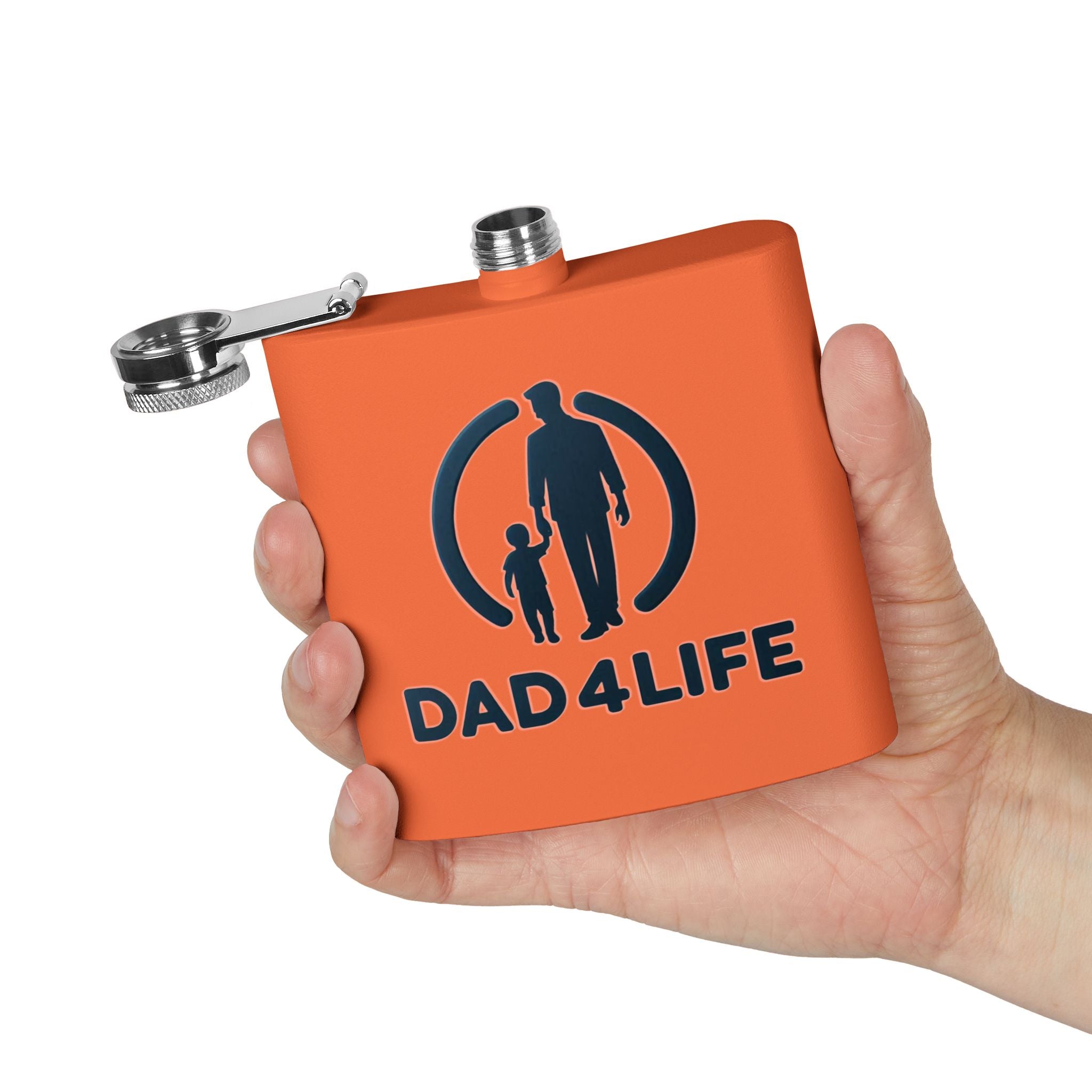 6oz Stainless Steel Flask — "DAD 4 LIFE" Father & Son Graphic, Father's Day Gift