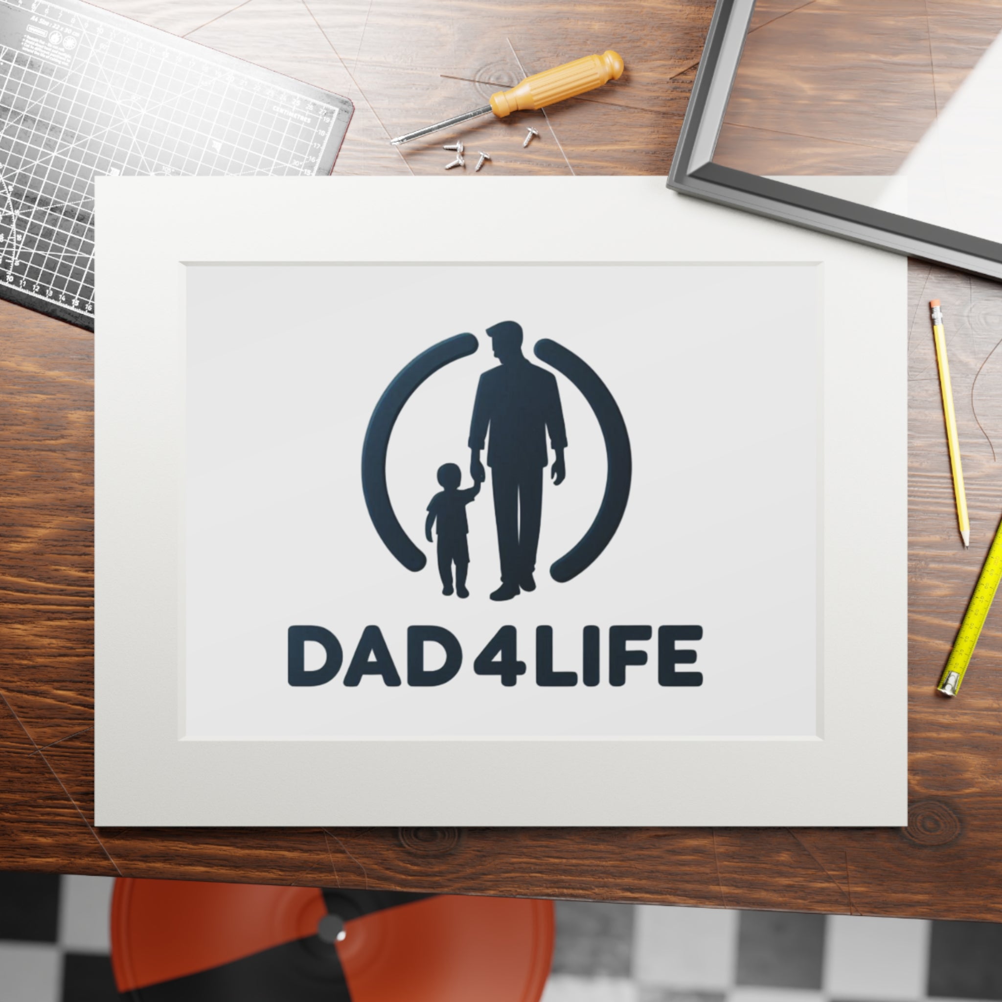 Dad 4 Life Fine Art Print (Passepartout Frame) — Father & Child Wall Art