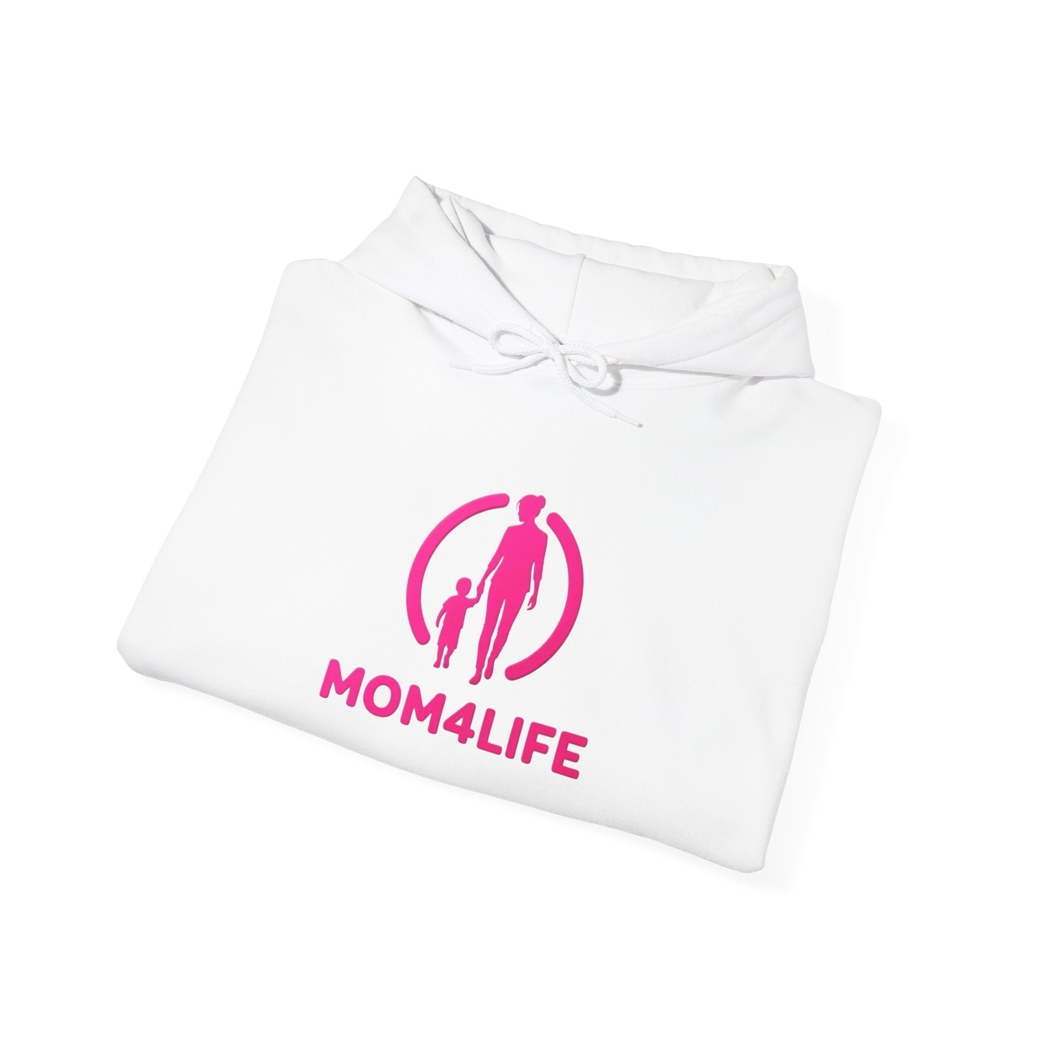 Mom4Life Hoodie — Pink Mom & Child Graphic Pullover, Mother's Day Gift