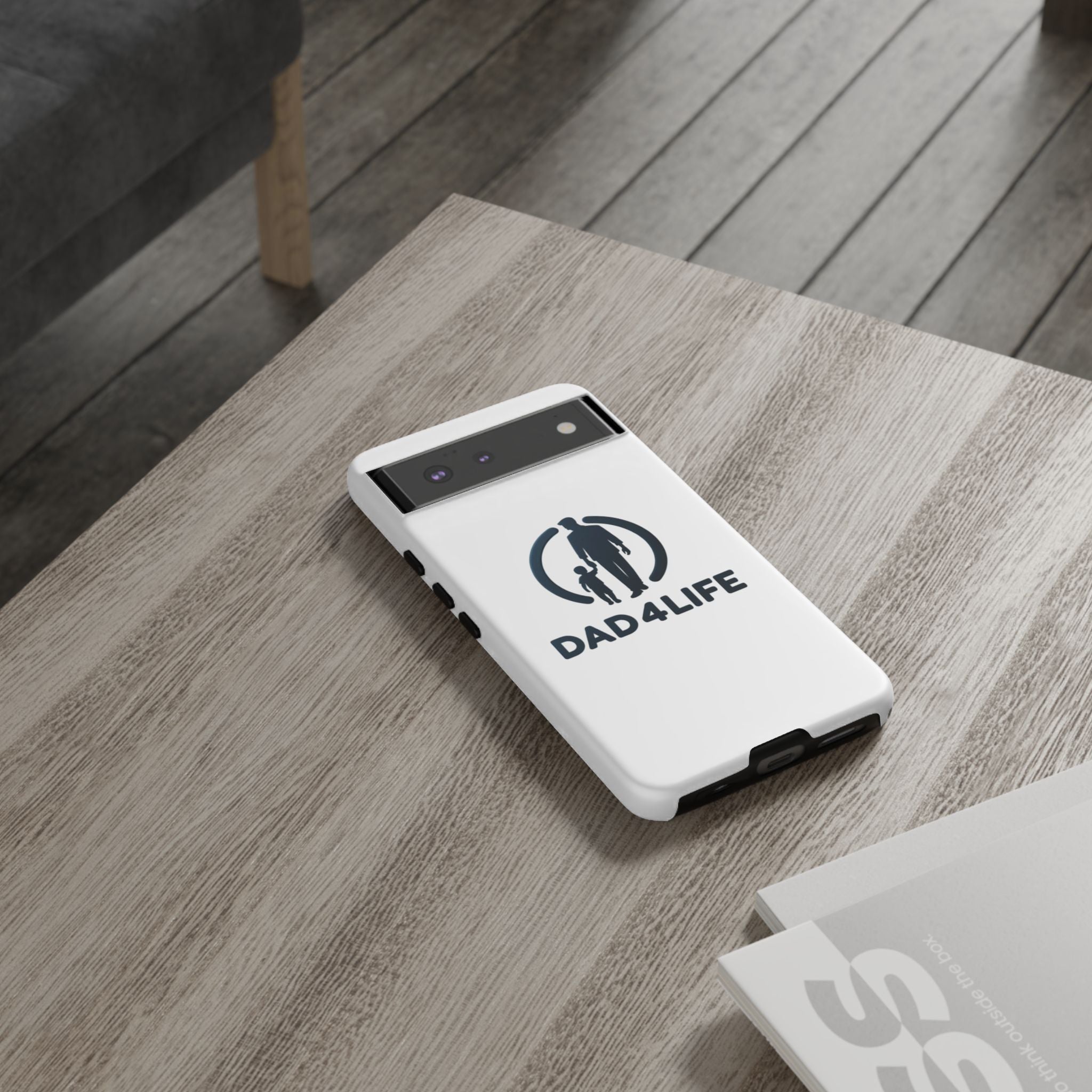 Funda protectora para teléfono Dad4Life — Funda protectora con silueta de padre e hijo