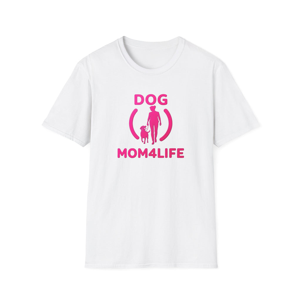 Dog Mom 4 Life T-Shirt — Pink Silhouette Pet Lover Tee