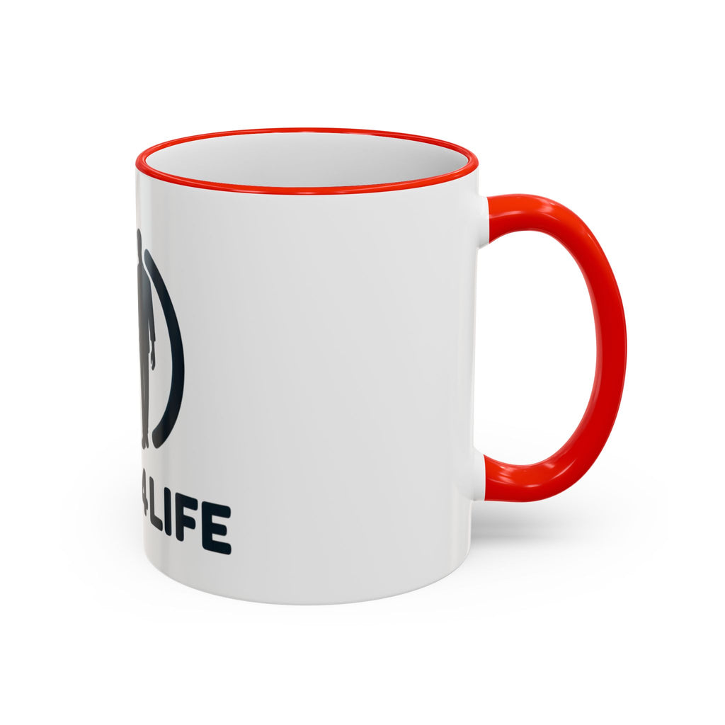 Dad 4 Life Accent Rim Mug — Father & Child Coffee Cup (11oz/15oz)