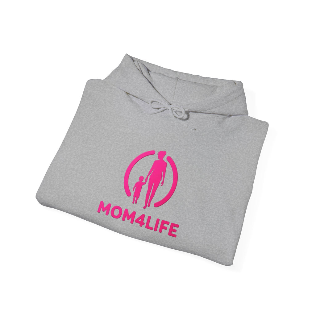 Mom4Life Hoodie — Pink Mom & Child Graphic Pullover, Mother's Day Gift