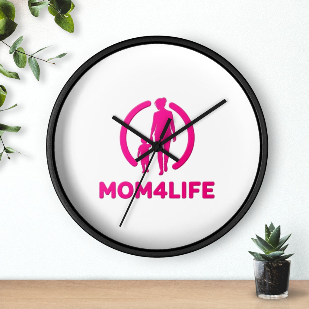 Mom4Life Wall Clock – Pink Mom & Kids Decorative Clock, Mother’s Day Gift
