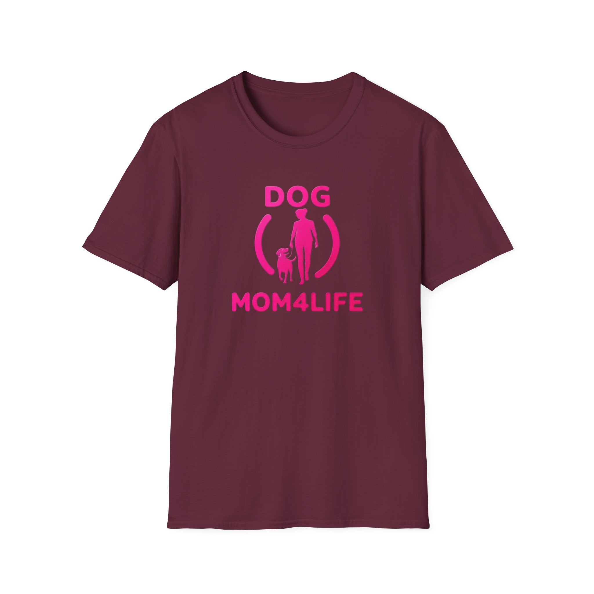 Dog Mom 4 Life T-Shirt — Pink Silhouette Pet Lover Tee