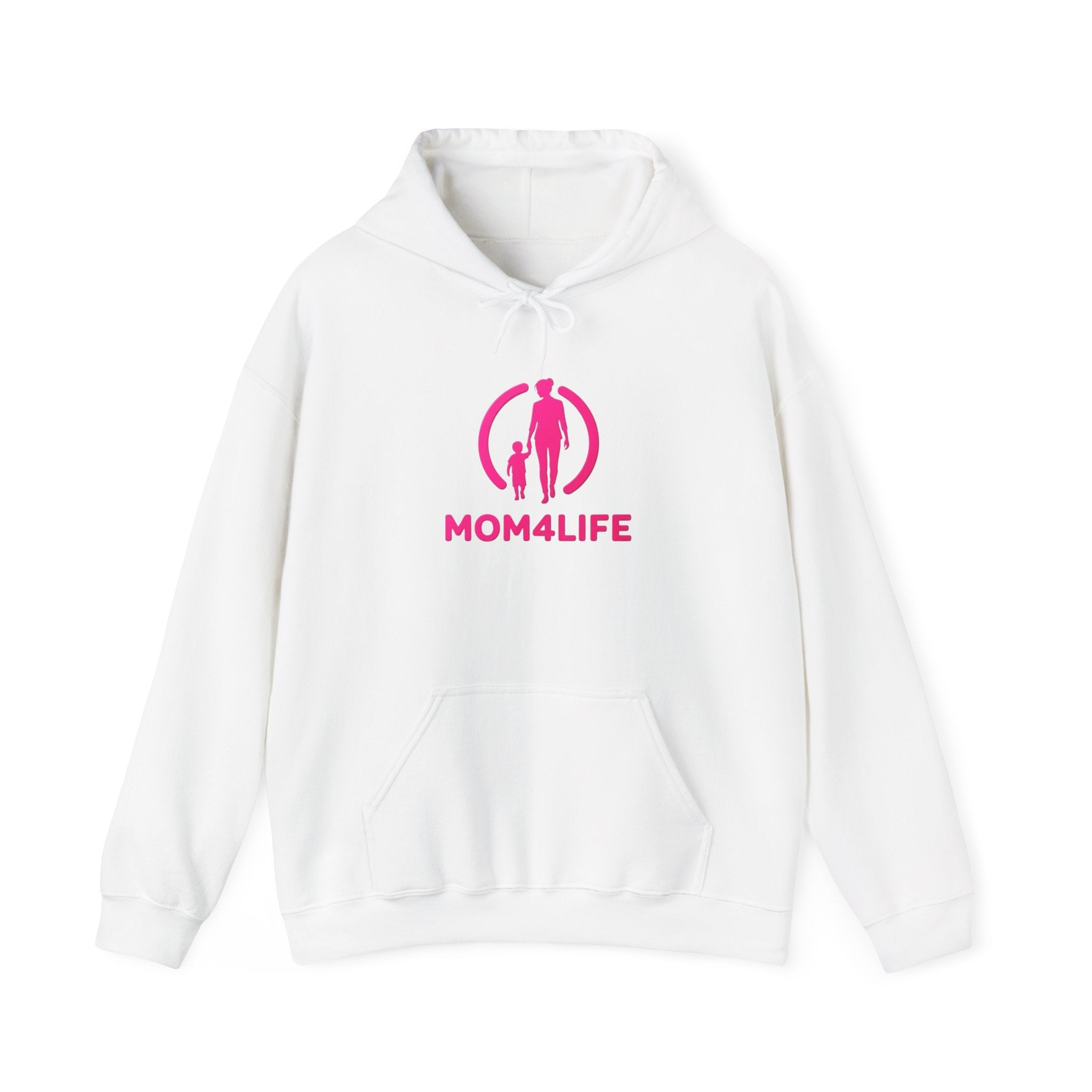 Mom4Life Hoodie — Pink Mom & Child Graphic Pullover, Mother's Day Gift