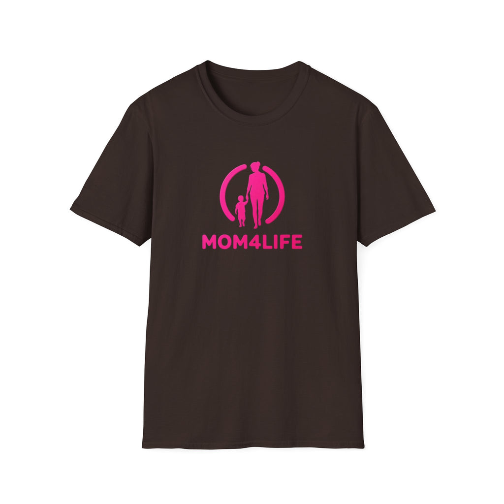 Mom4Life T-Shirt — Pink Mom and Child Graphic Tee, Mother's Day Gift