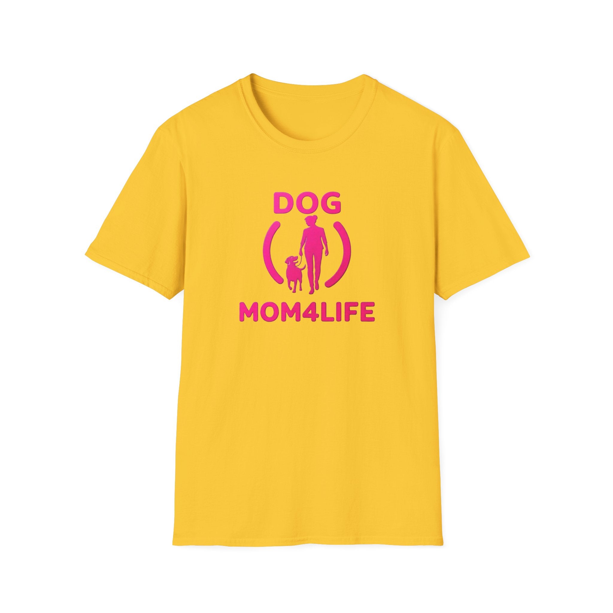 Dog Mom 4 Life T-Shirt — Pink Silhouette Pet Lover Tee