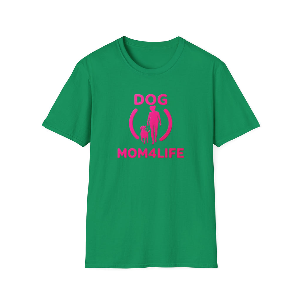 Dog Mom 4 Life T-Shirt — Pink Silhouette Pet Lover Tee