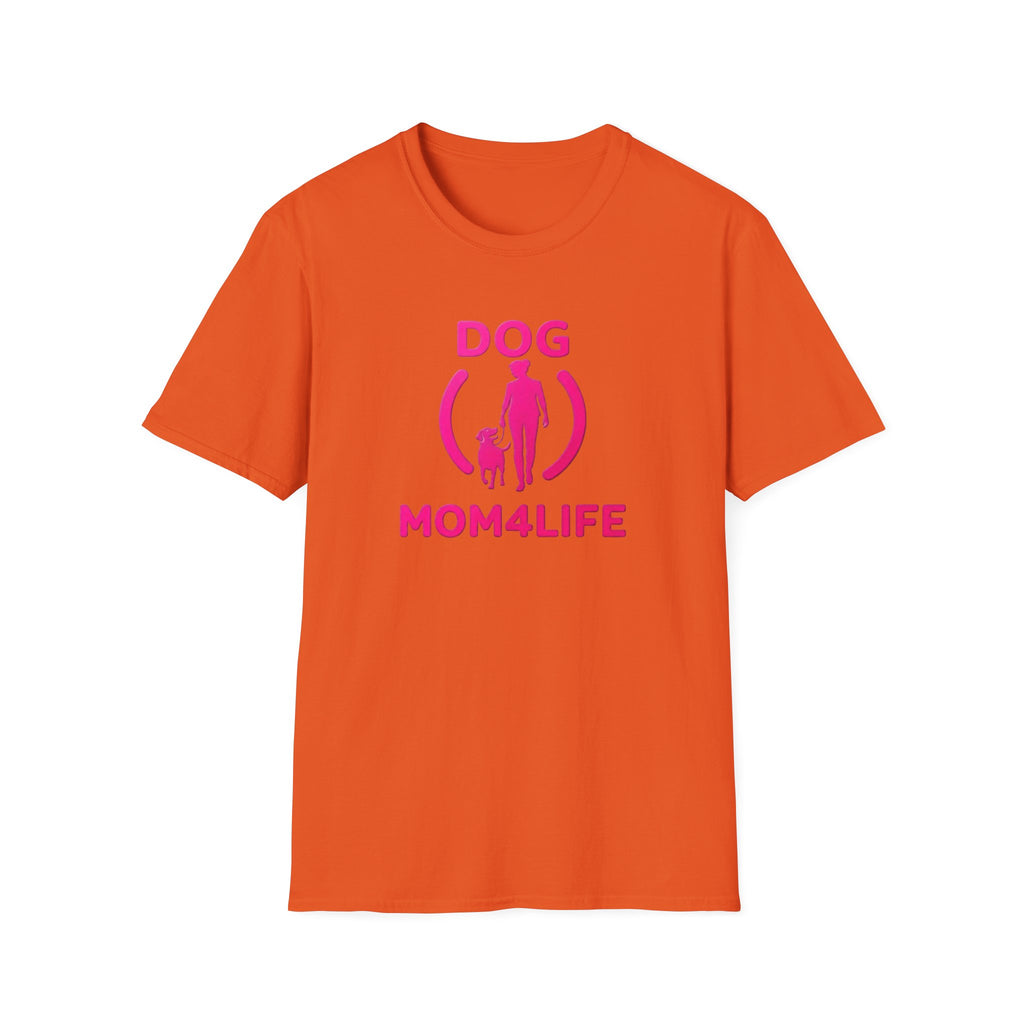 Dog Mom 4 Life T-Shirt — Pink Silhouette Pet Lover Tee