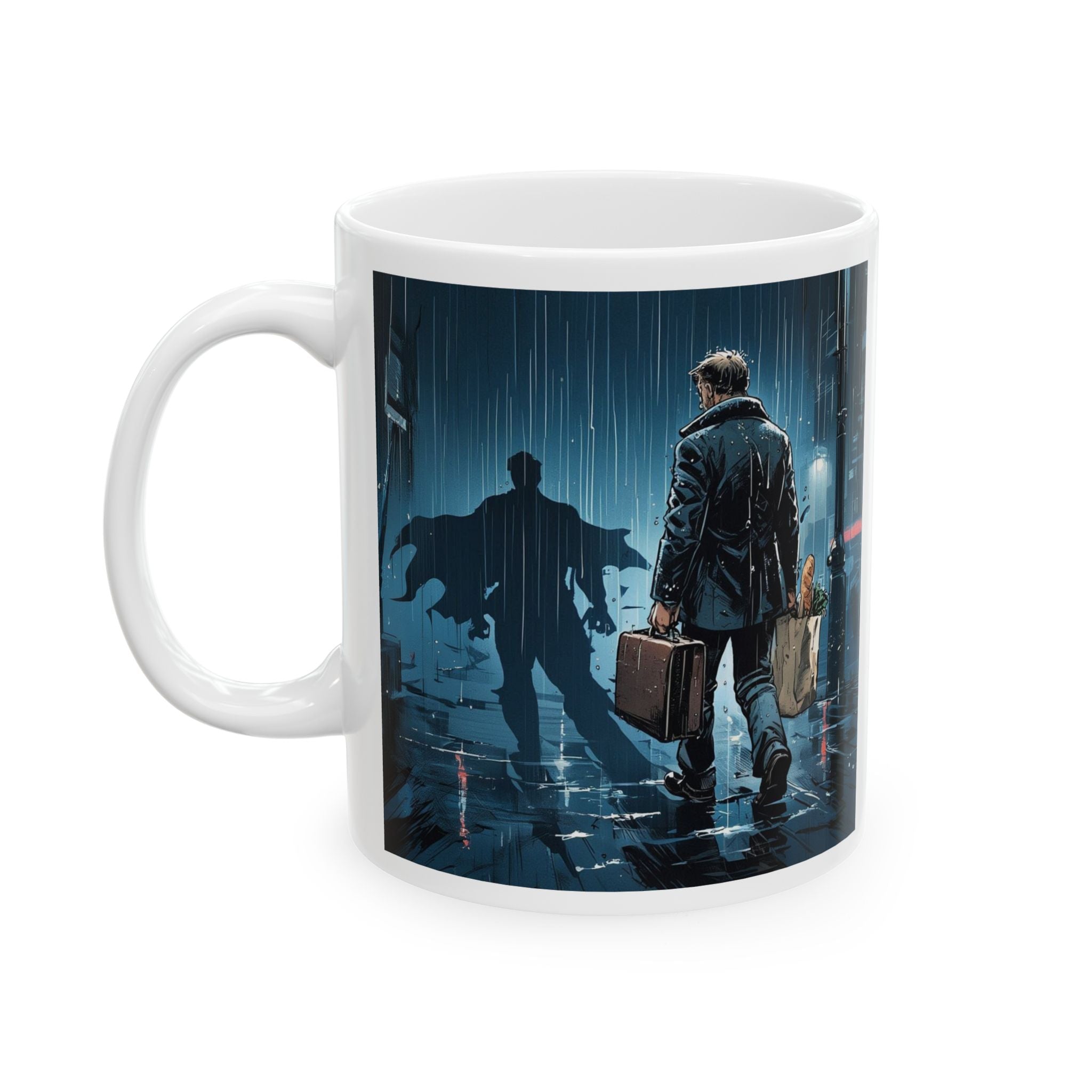Dad4Life Ceramic Mug — Futuristic Cityscape & 'Dad Life' Graphic, 11oz/15oz