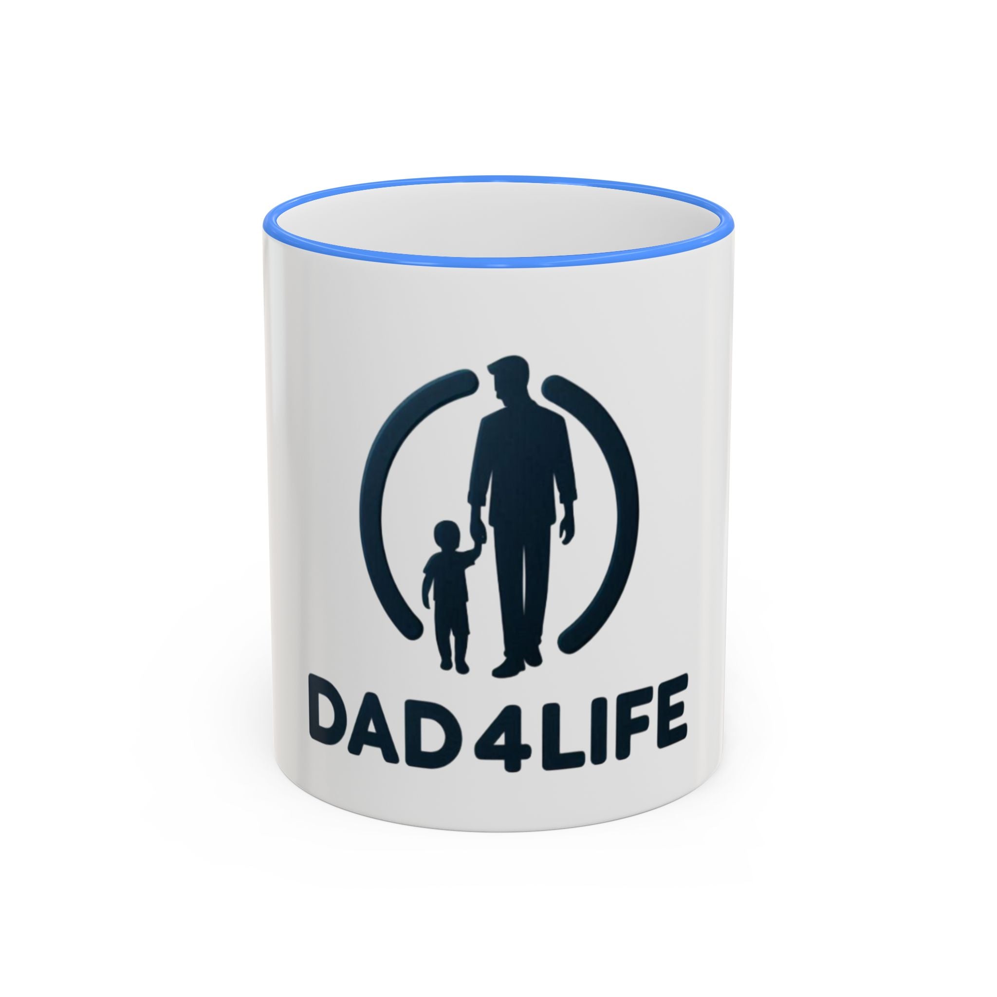 Dad 4 Life Accent Rim Mug — Father & Child Coffee Cup (11oz/15oz)