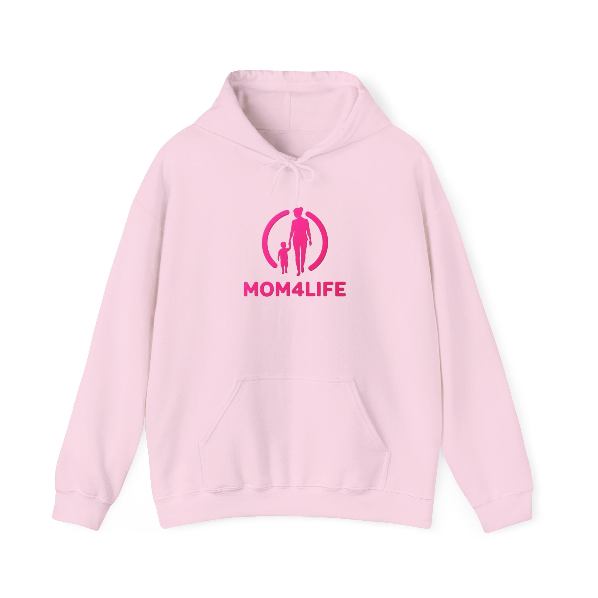 Mom4Life Hoodie — Pink Mom & Child Graphic Pullover, Mother's Day Gift