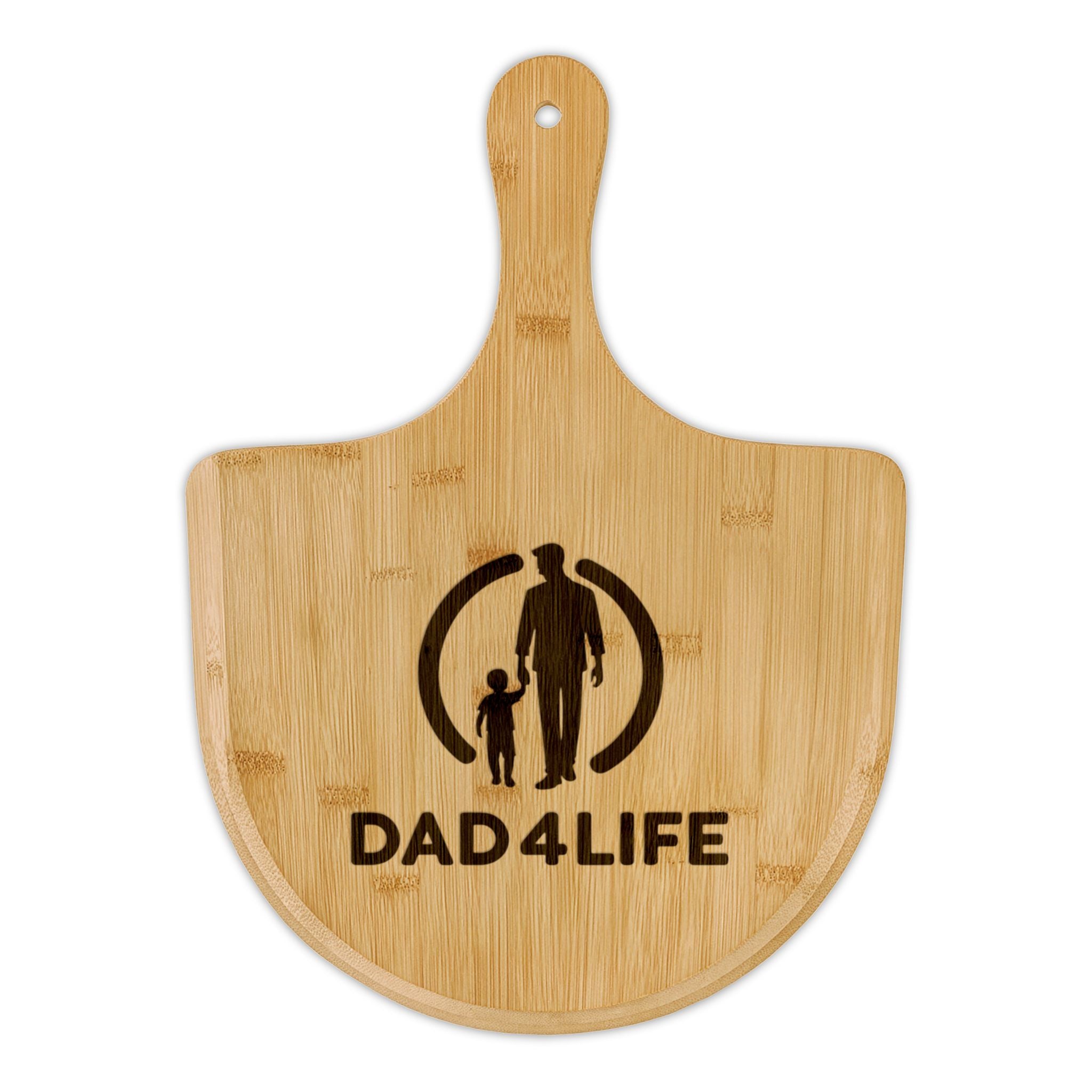 Dad 4 Life Engraved Bamboo Pizza Peel – Father's Day Pizza Board Gift