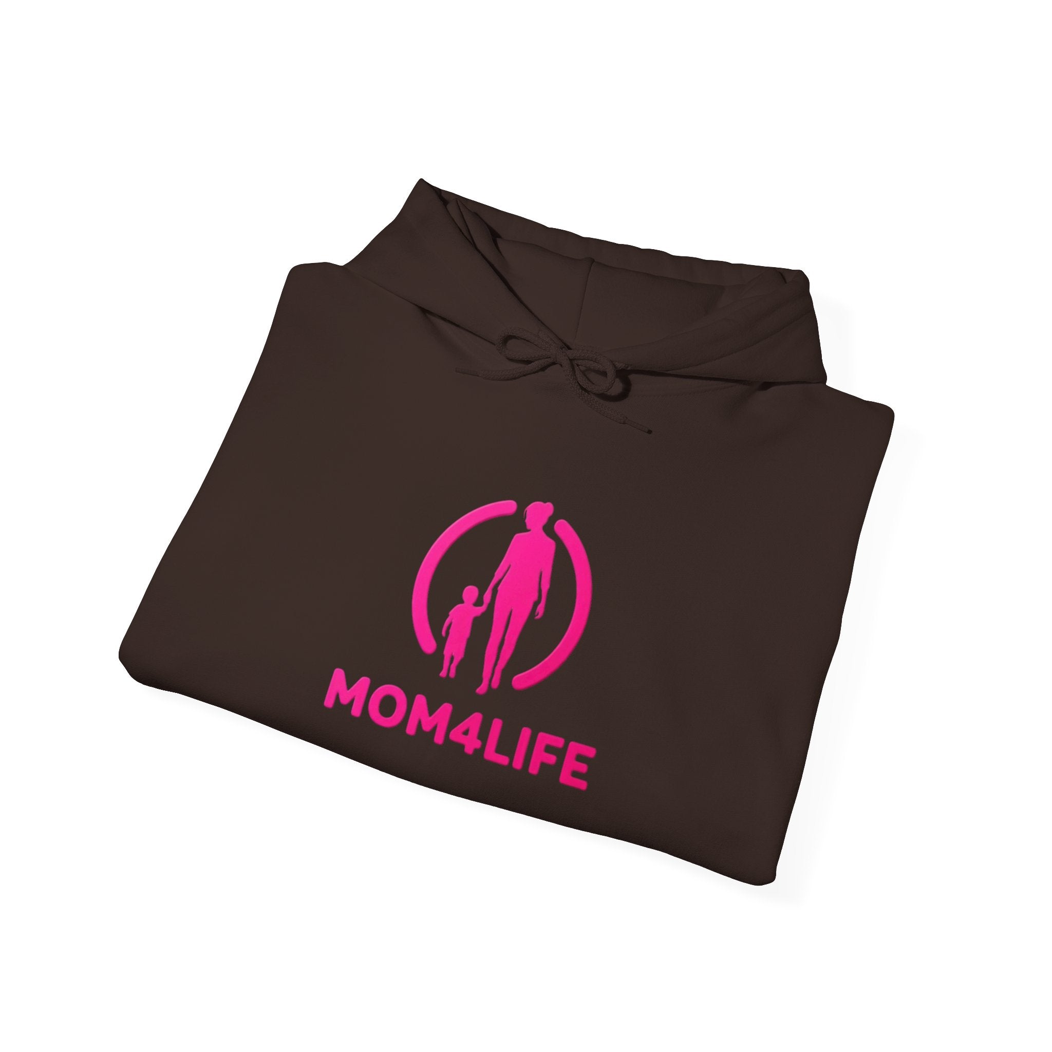Mom4Life Hoodie — Pink Mom & Child Graphic Pullover, Mother's Day Gift