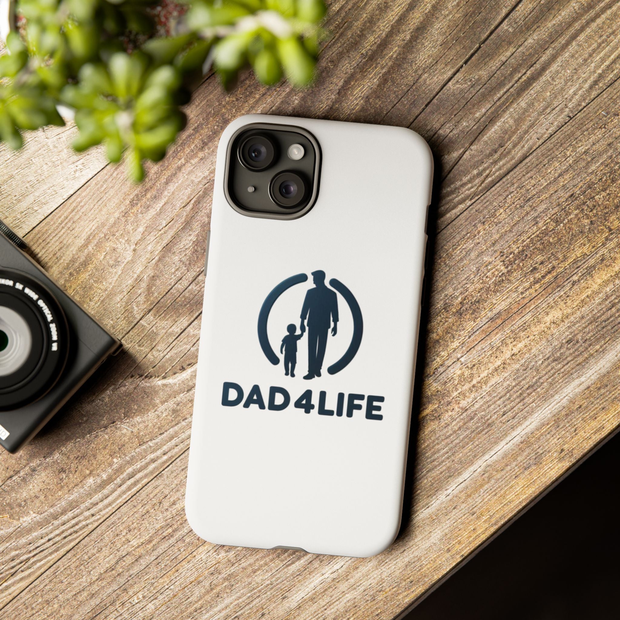 Funda protectora para teléfono Dad4Life — Funda protectora con silueta de padre e hijo