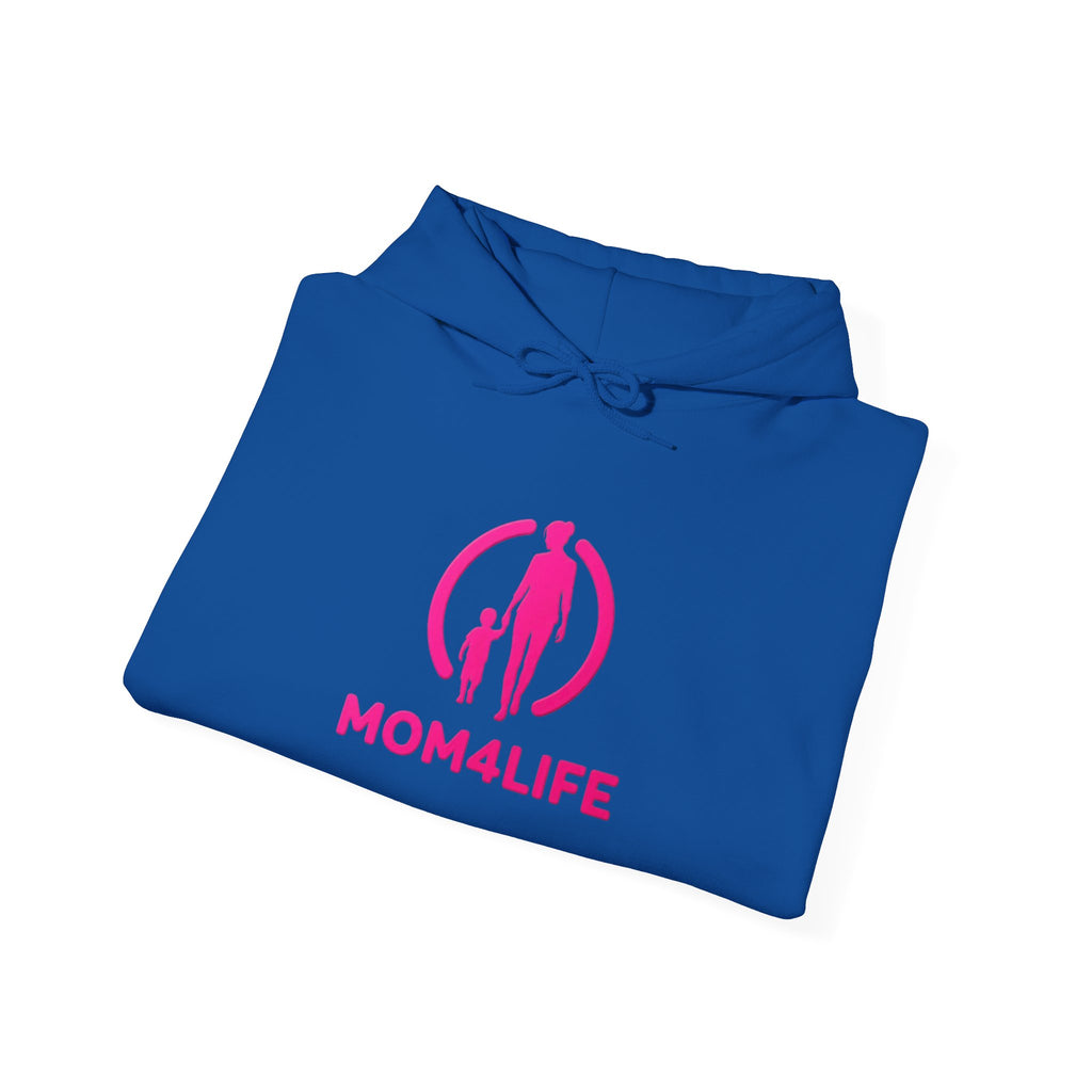 Mom4Life Hoodie — Pink Mom & Child Graphic Pullover, Mother's Day Gift