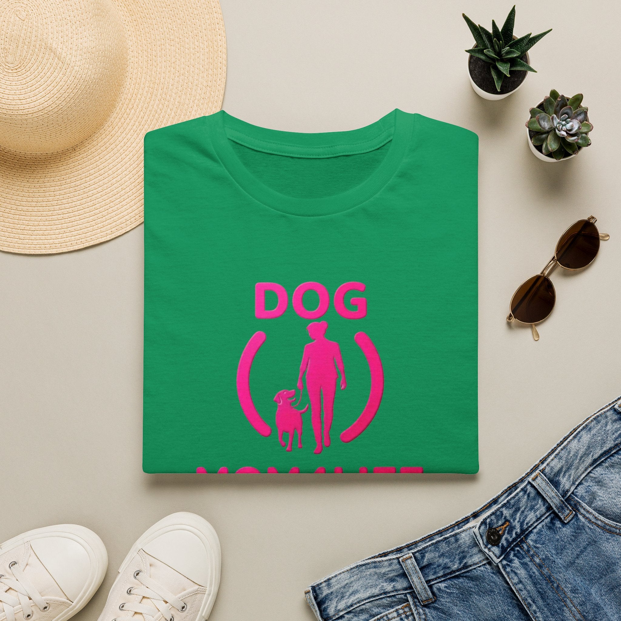 Dog Mom 4 Life T-Shirt — Pink Silhouette Pet Lover Tee