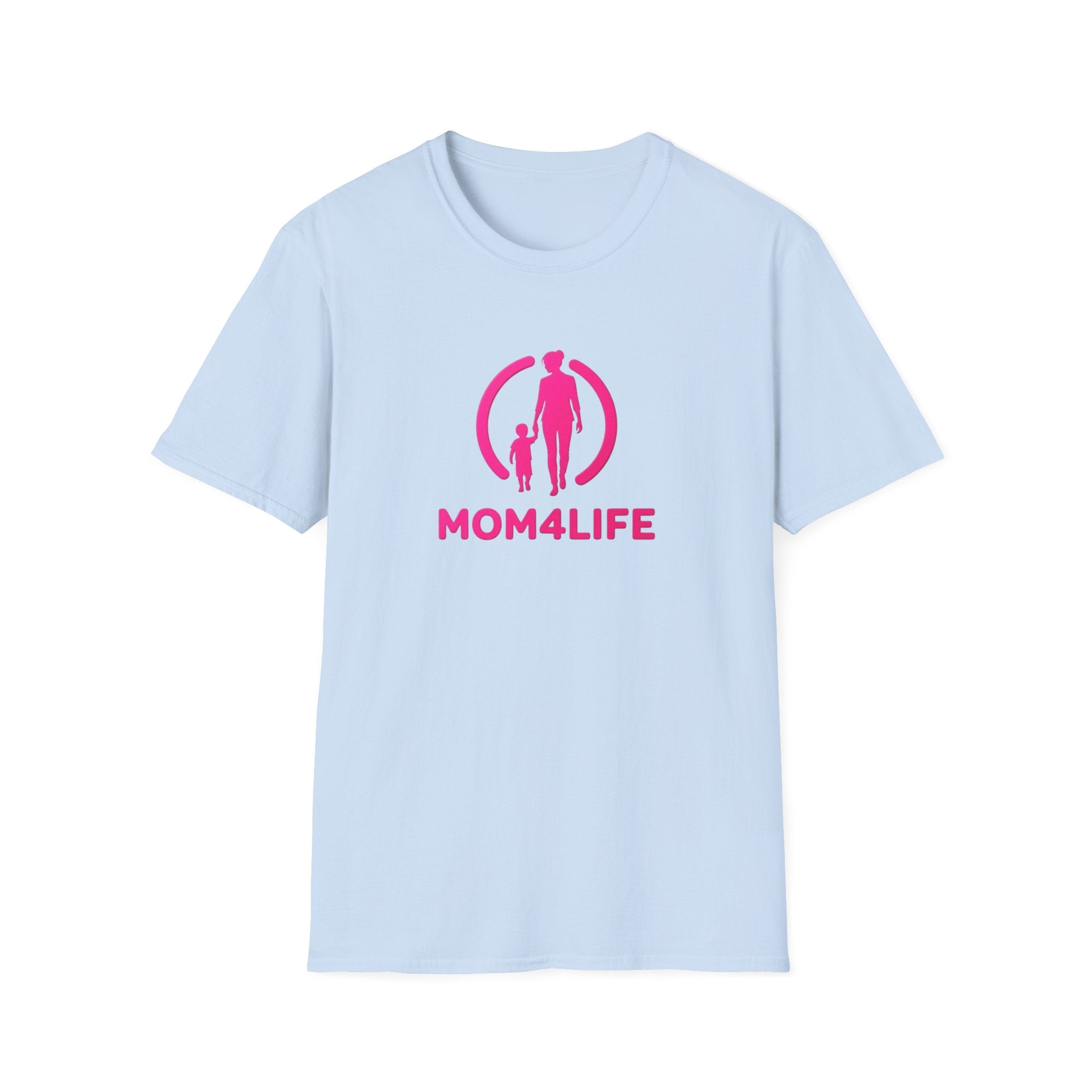 Mom4Life T-Shirt — Pink Mom and Child Graphic Tee, Mother's Day Gift