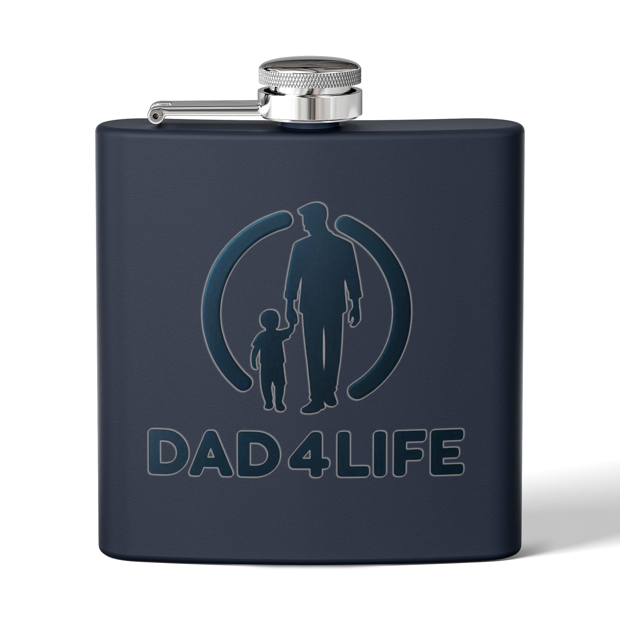 6oz Stainless Steel Flask — "DAD 4 LIFE" Father & Son Graphic, Father's Day Gift