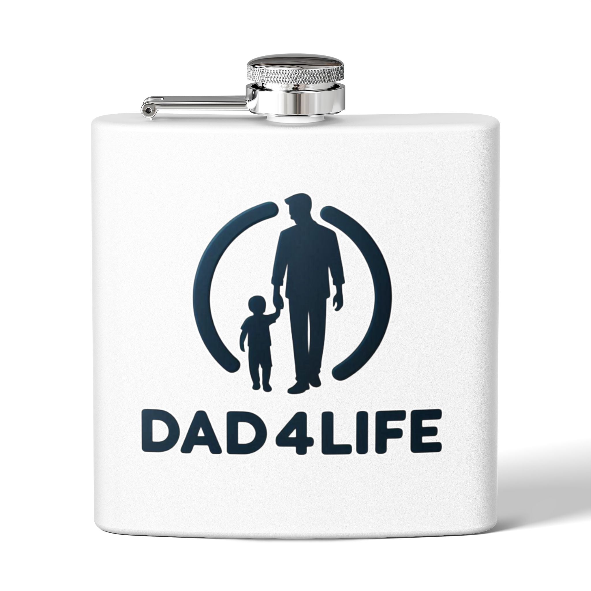 6oz Stainless Steel Flask — "DAD 4 LIFE" Father & Son Graphic, Father's Day Gift