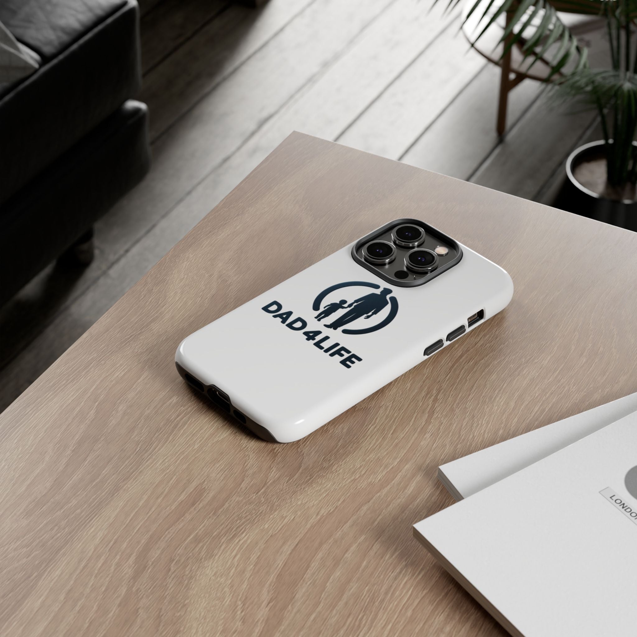 Funda protectora para teléfono Dad4Life — Funda protectora con silueta de padre e hijo