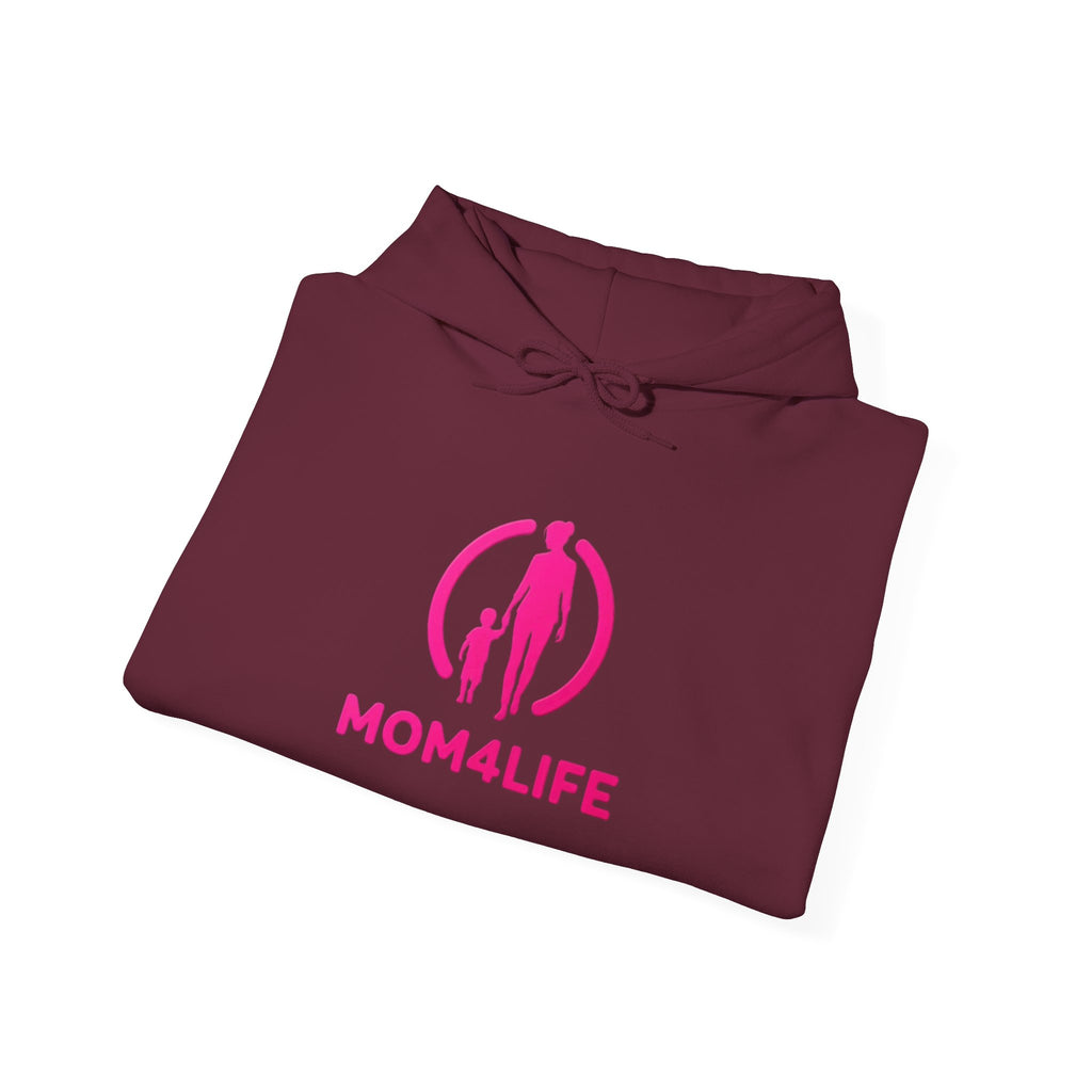 Mom4Life Hoodie — Pink Mom & Child Graphic Pullover, Mother's Day Gift