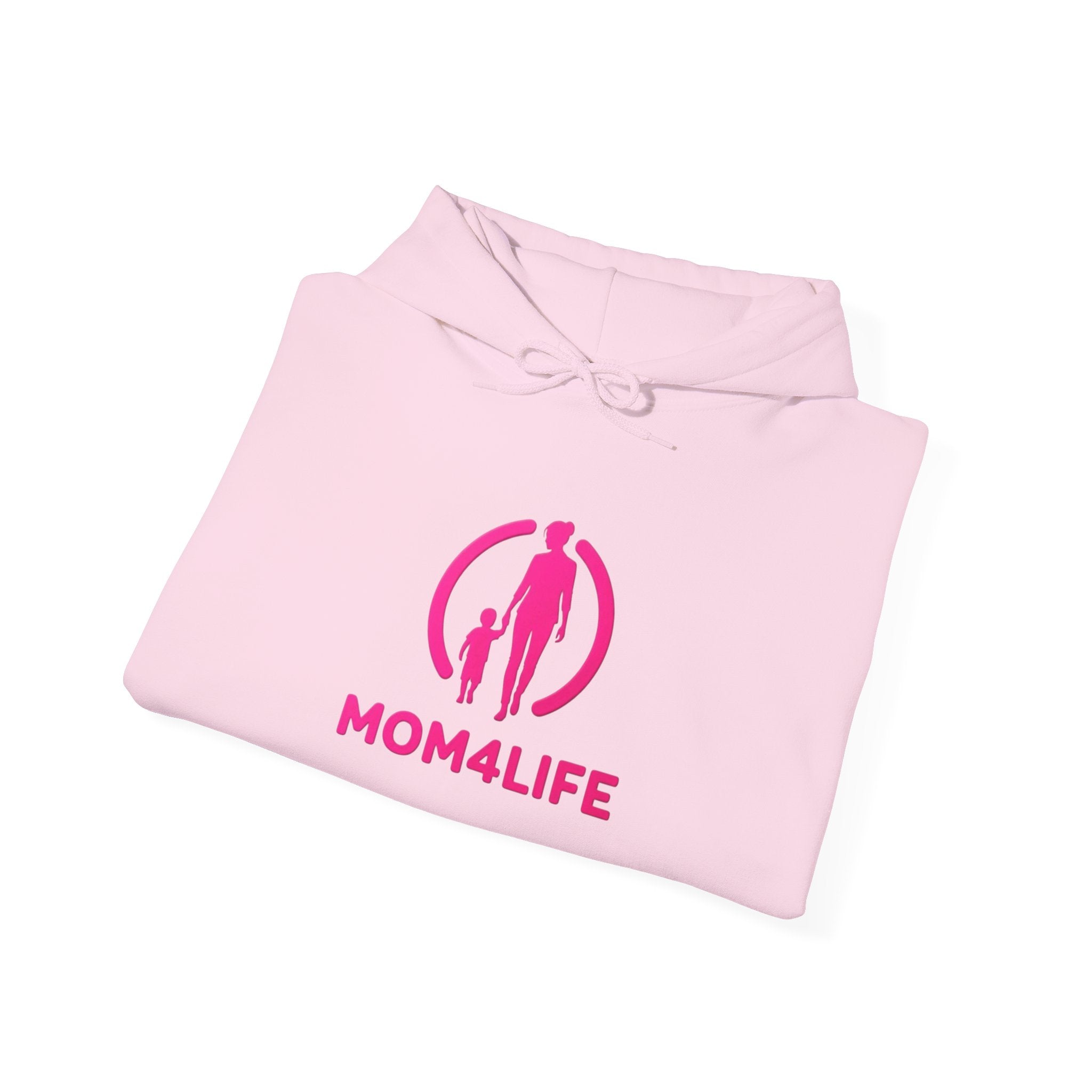 Mom4Life Hoodie — Pink Mom & Child Graphic Pullover, Mother's Day Gift