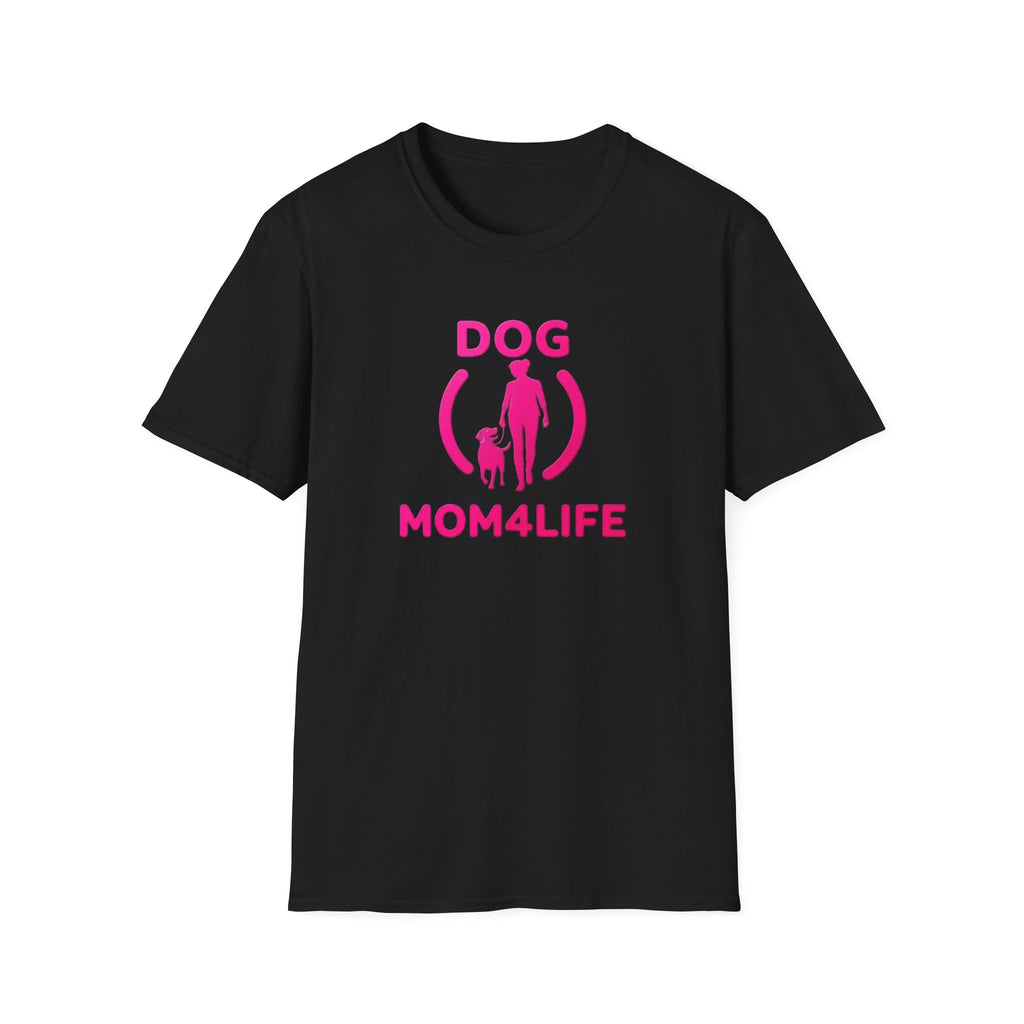 Dog Mom 4 Life T-Shirt — Pink Silhouette Pet Lover Tee