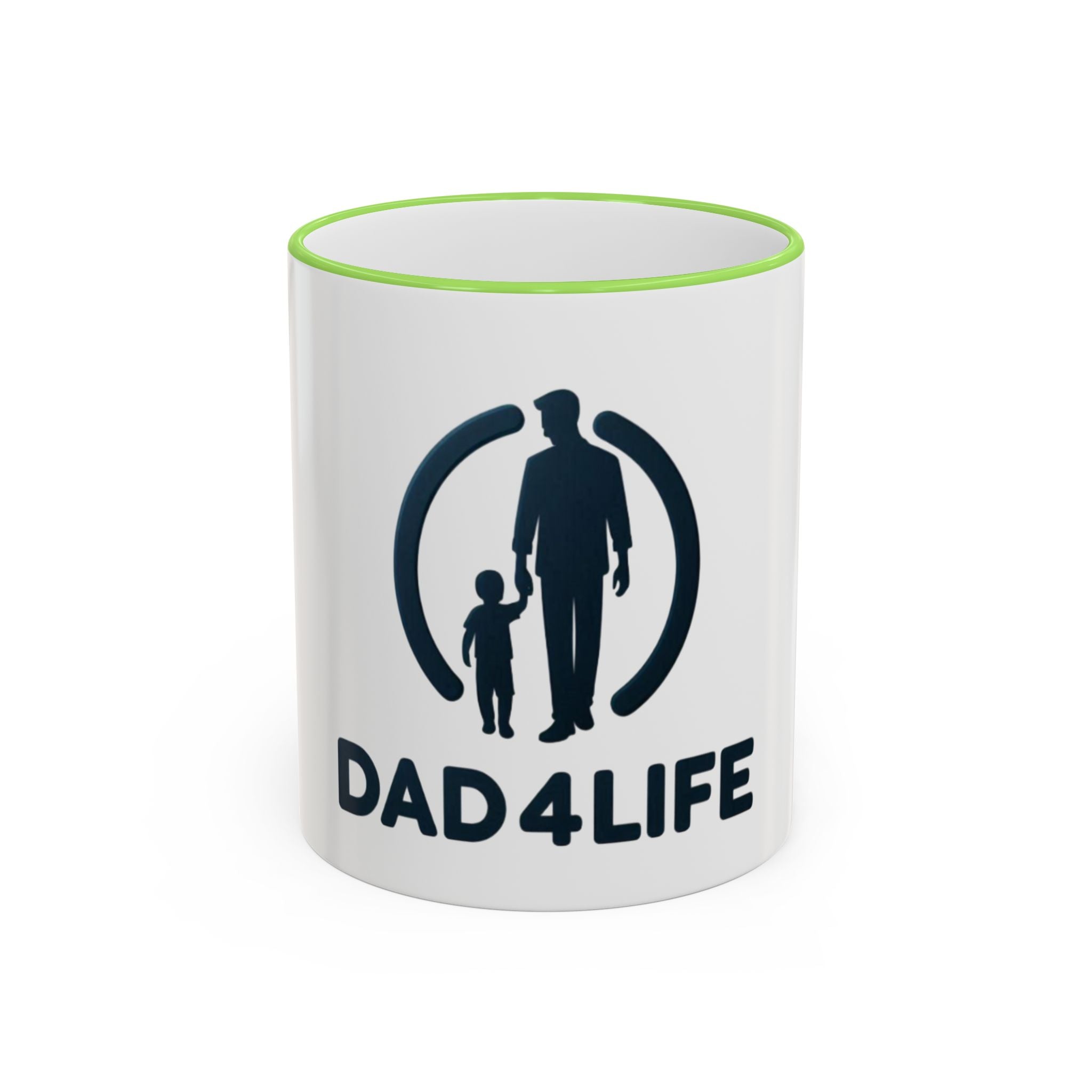 Dad 4 Life Accent Rim Mug — Father & Child Coffee Cup (11oz/15oz)