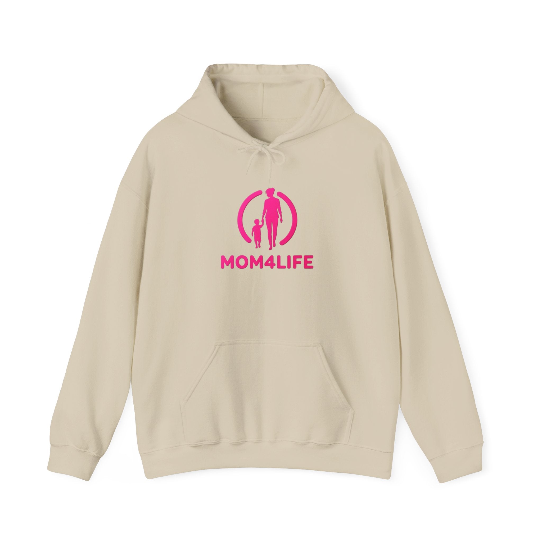 Mom4Life Hoodie — Pink Mom & Child Graphic Pullover, Mother's Day Gift