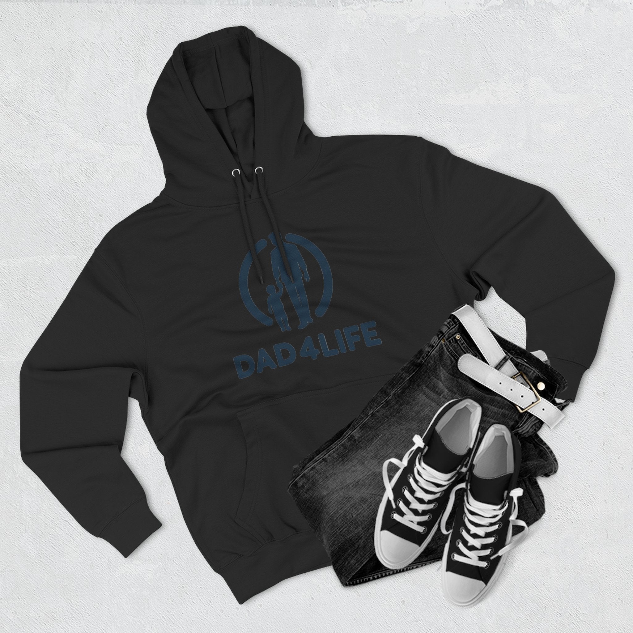 Dad 4 Life Hoodie — Father & Child Silhouette Fleece Pullover