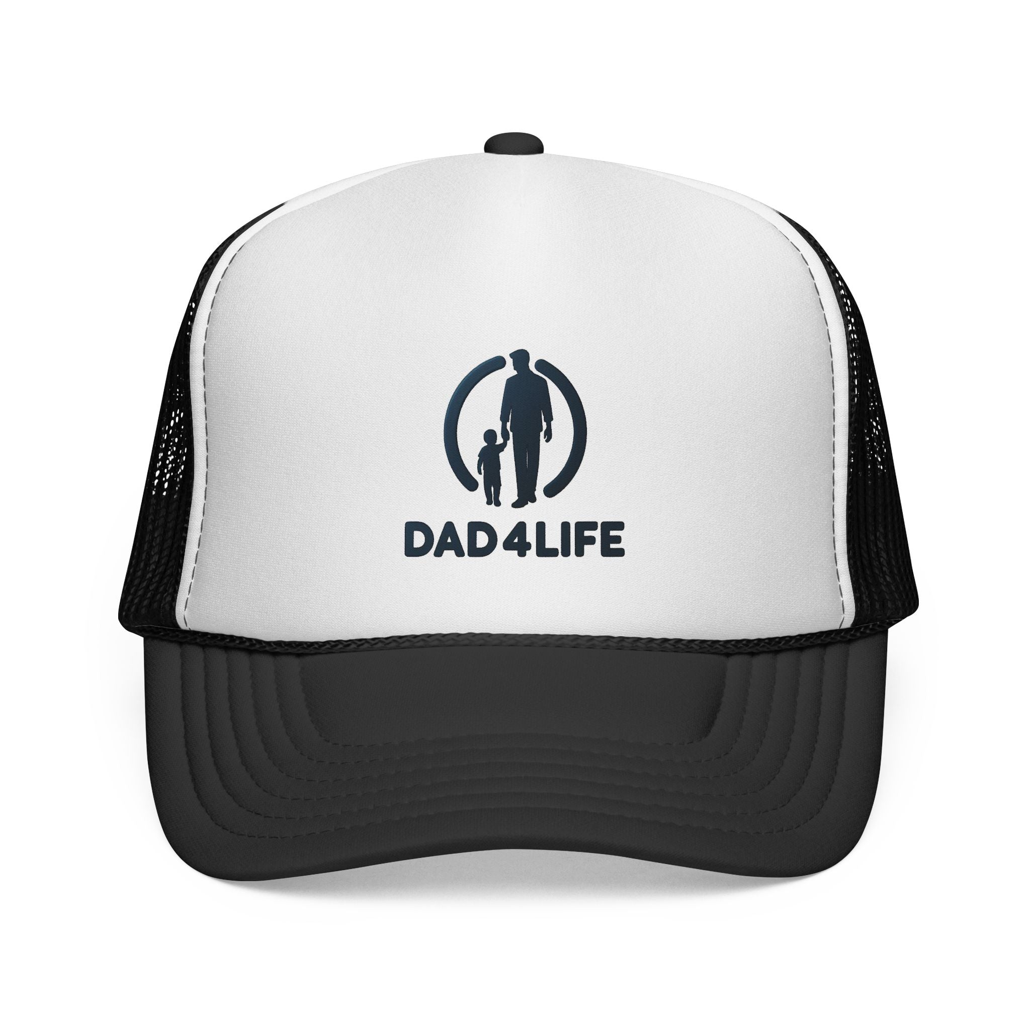 Dad 4 Life Trucker Hat — Father & Child Silhouette Cap (Fathers Day Gift)