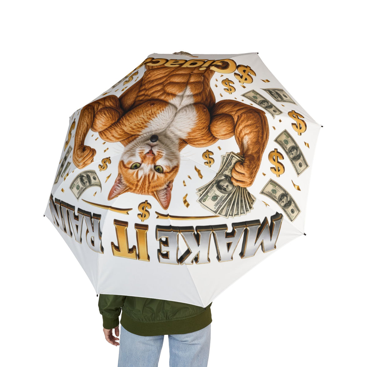 $Gigacat Make it train Semi-Automatic Foldable Umbrella