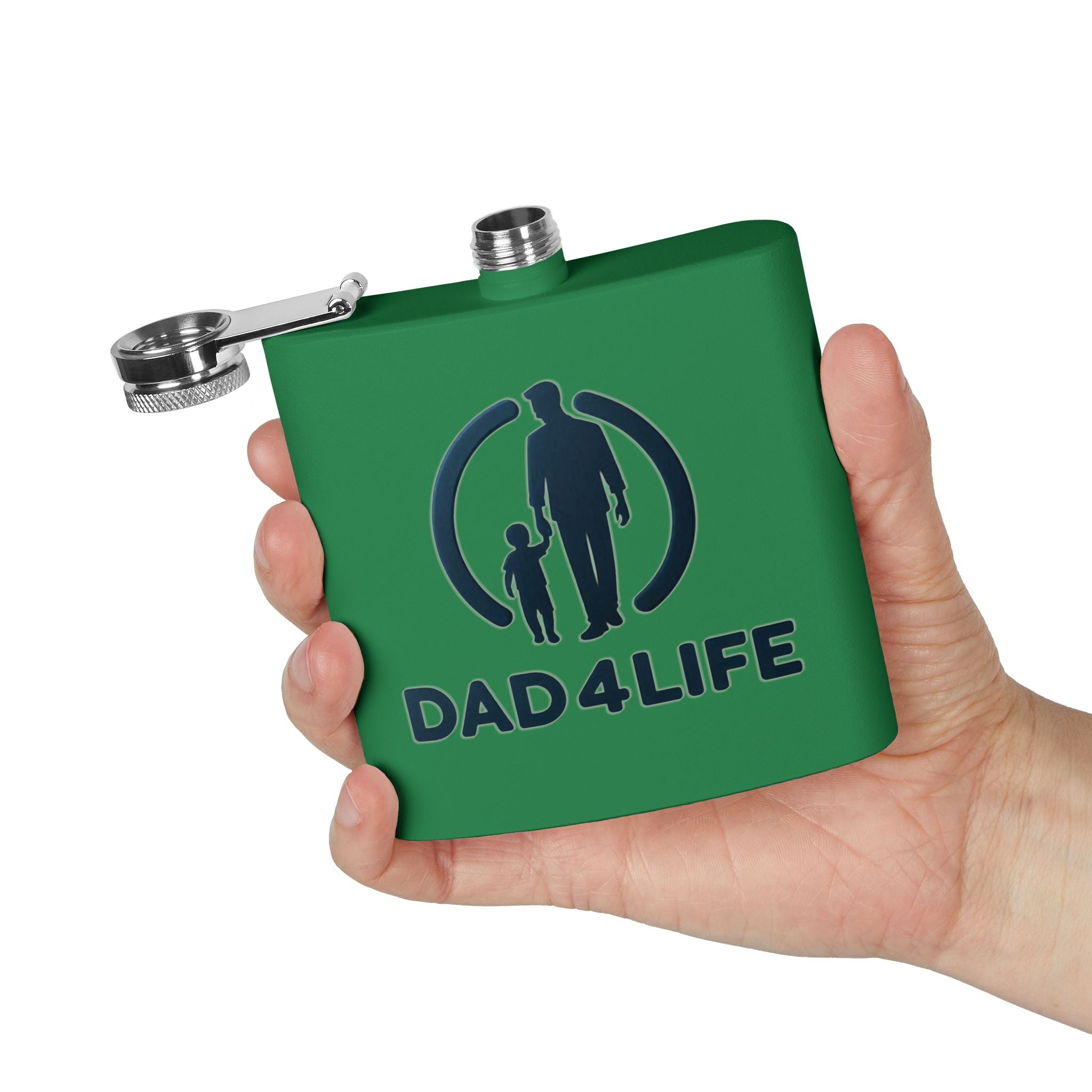 6oz Stainless Steel Flask — "DAD 4 LIFE" Father & Son Graphic, Father's Day Gift