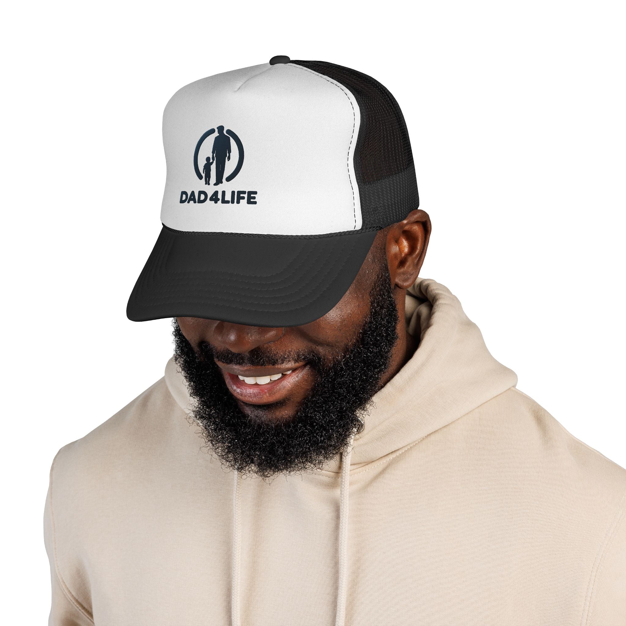 Dad 4 Life Trucker Hat — Father & Child Silhouette Cap (Fathers Day Gift)