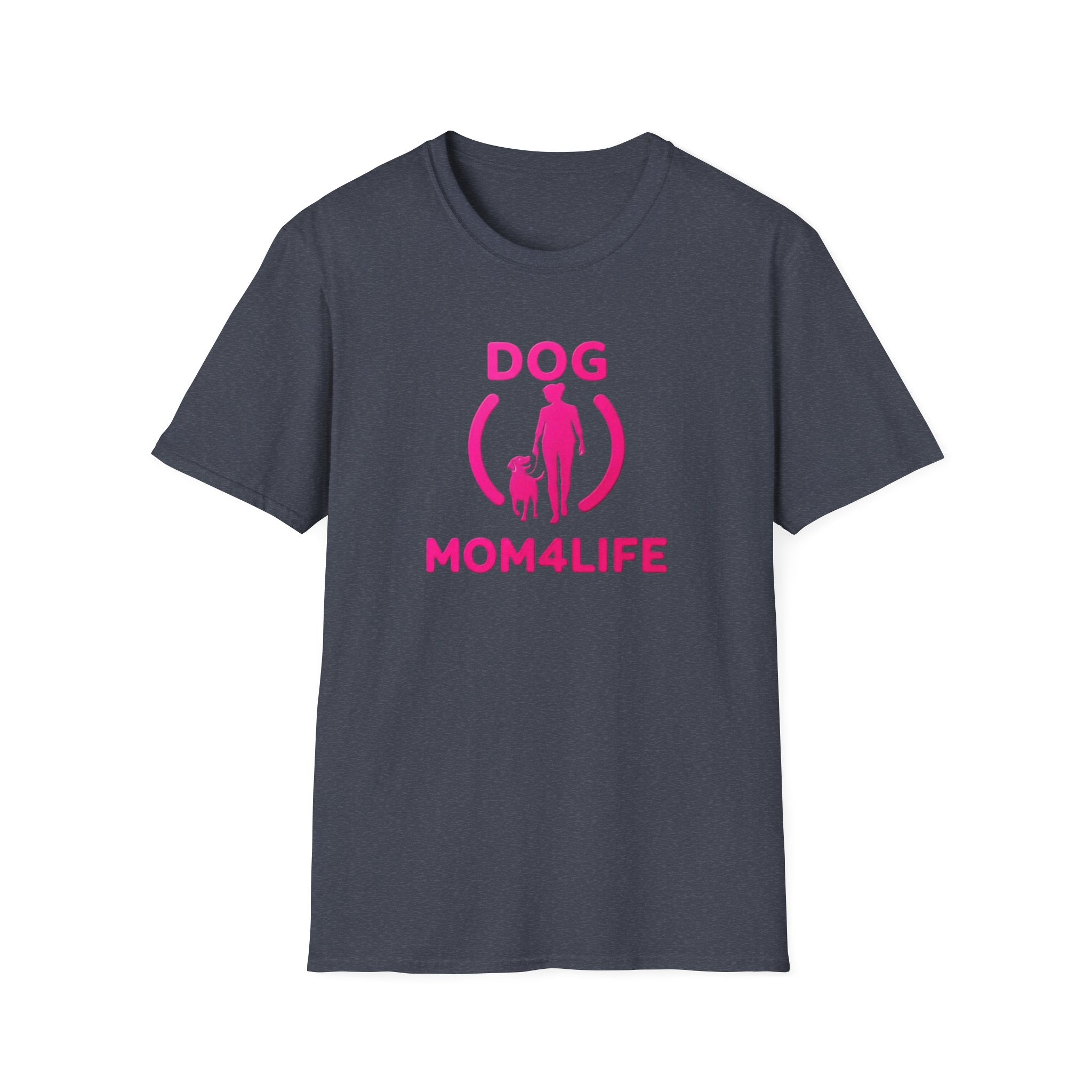 Dog Mom 4 Life T-Shirt — Pink Silhouette Pet Lover Tee