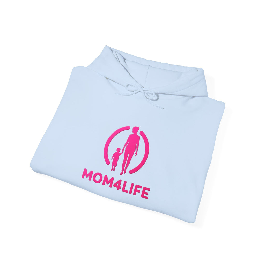 Mom4Life Hoodie — Pink Mom & Child Graphic Pullover, Mother's Day Gift