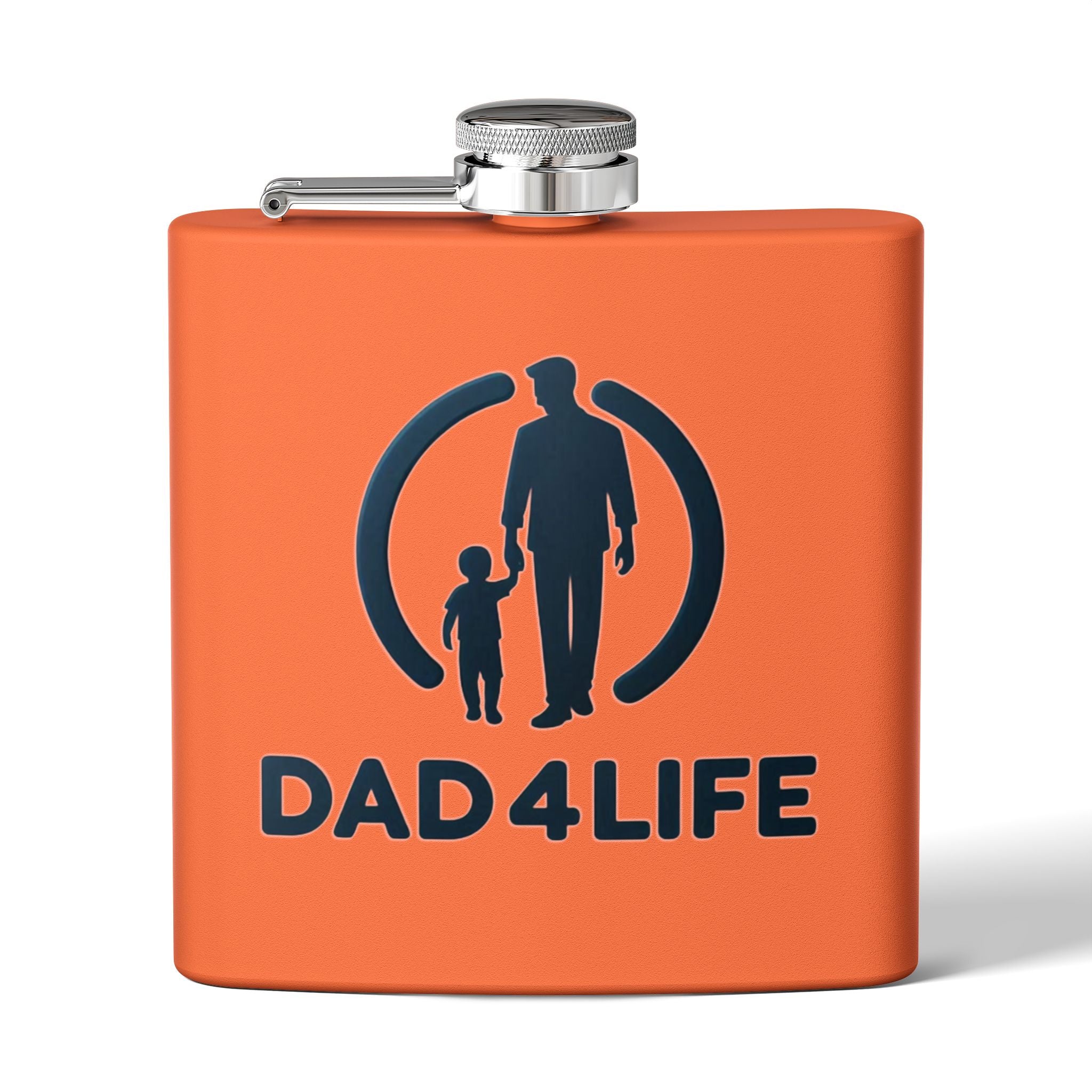 6oz Stainless Steel Flask — "DAD 4 LIFE" Father & Son Graphic, Father's Day Gift