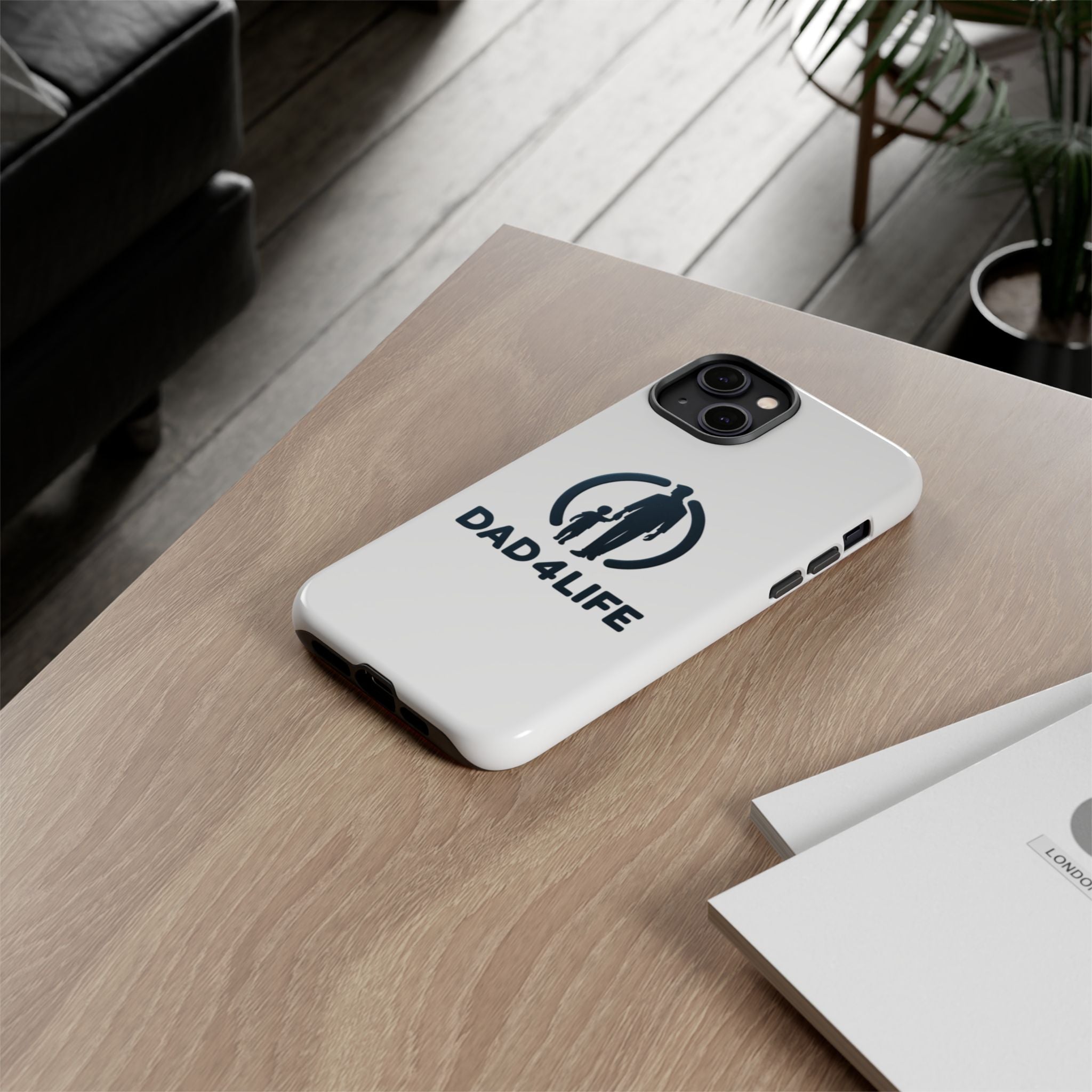Funda protectora para teléfono Dad4Life — Funda protectora con silueta de padre e hijo