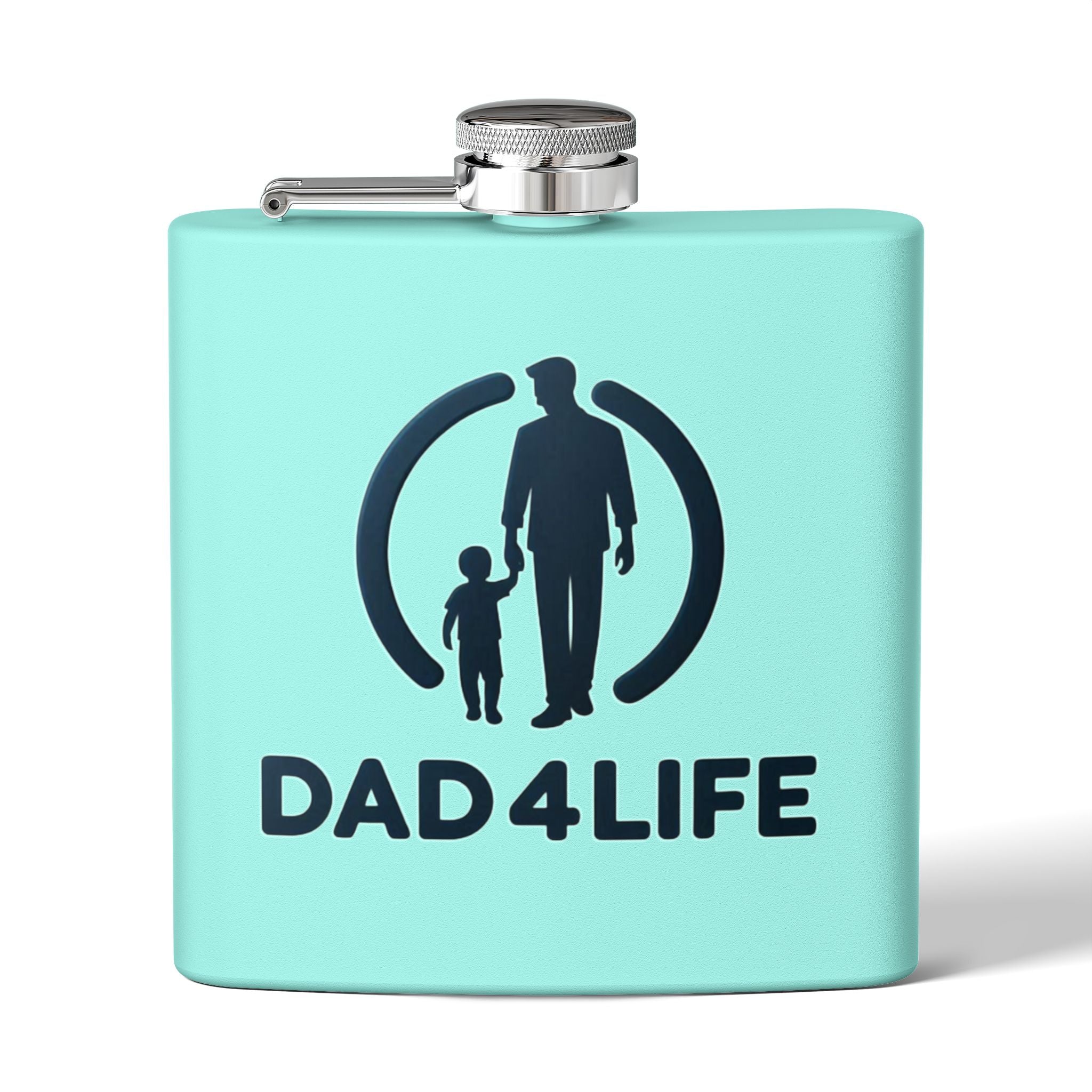 6oz Stainless Steel Flask — "DAD 4 LIFE" Father & Son Graphic, Father's Day Gift