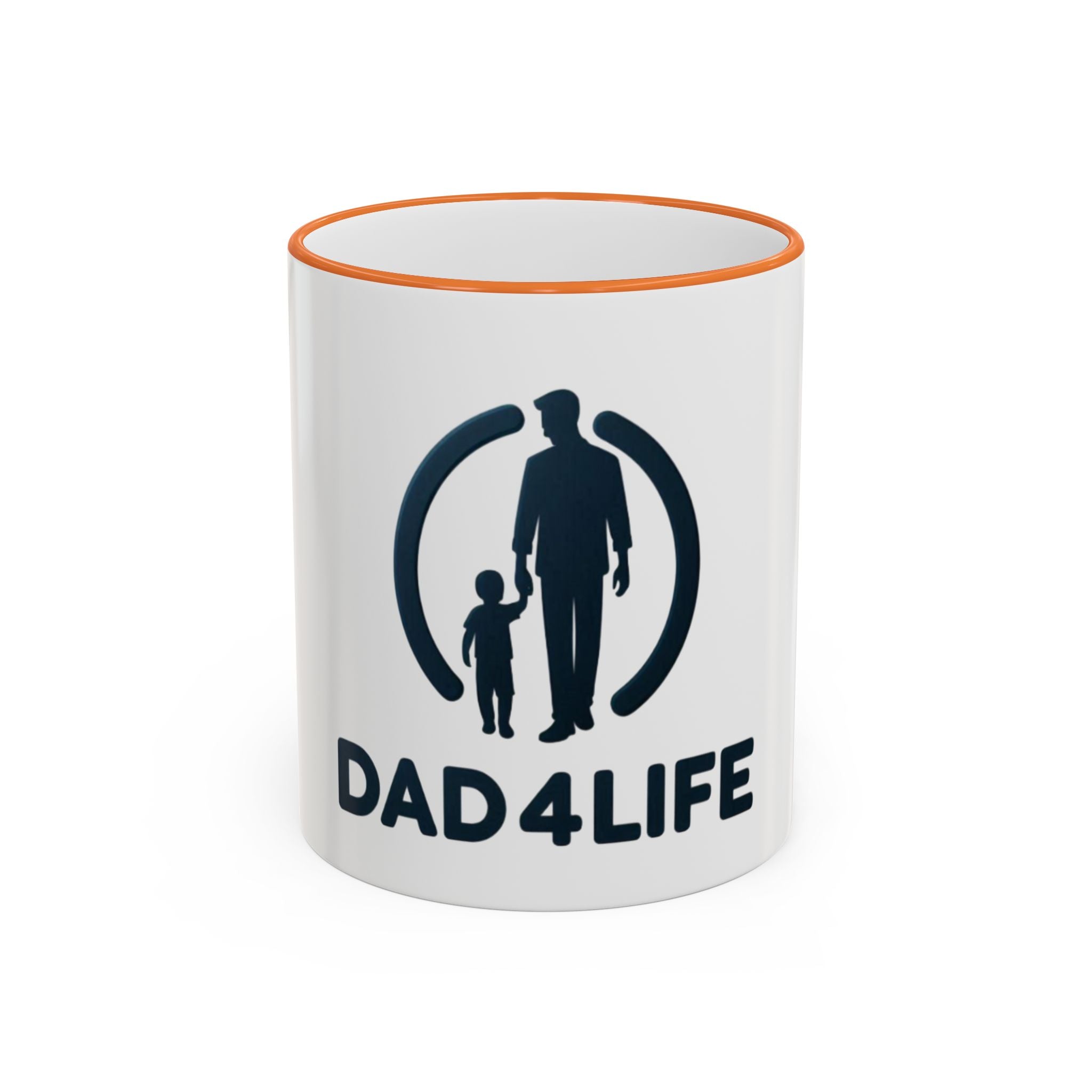 Dad 4 Life Accent Rim Mug — Father & Child Coffee Cup (11oz/15oz)