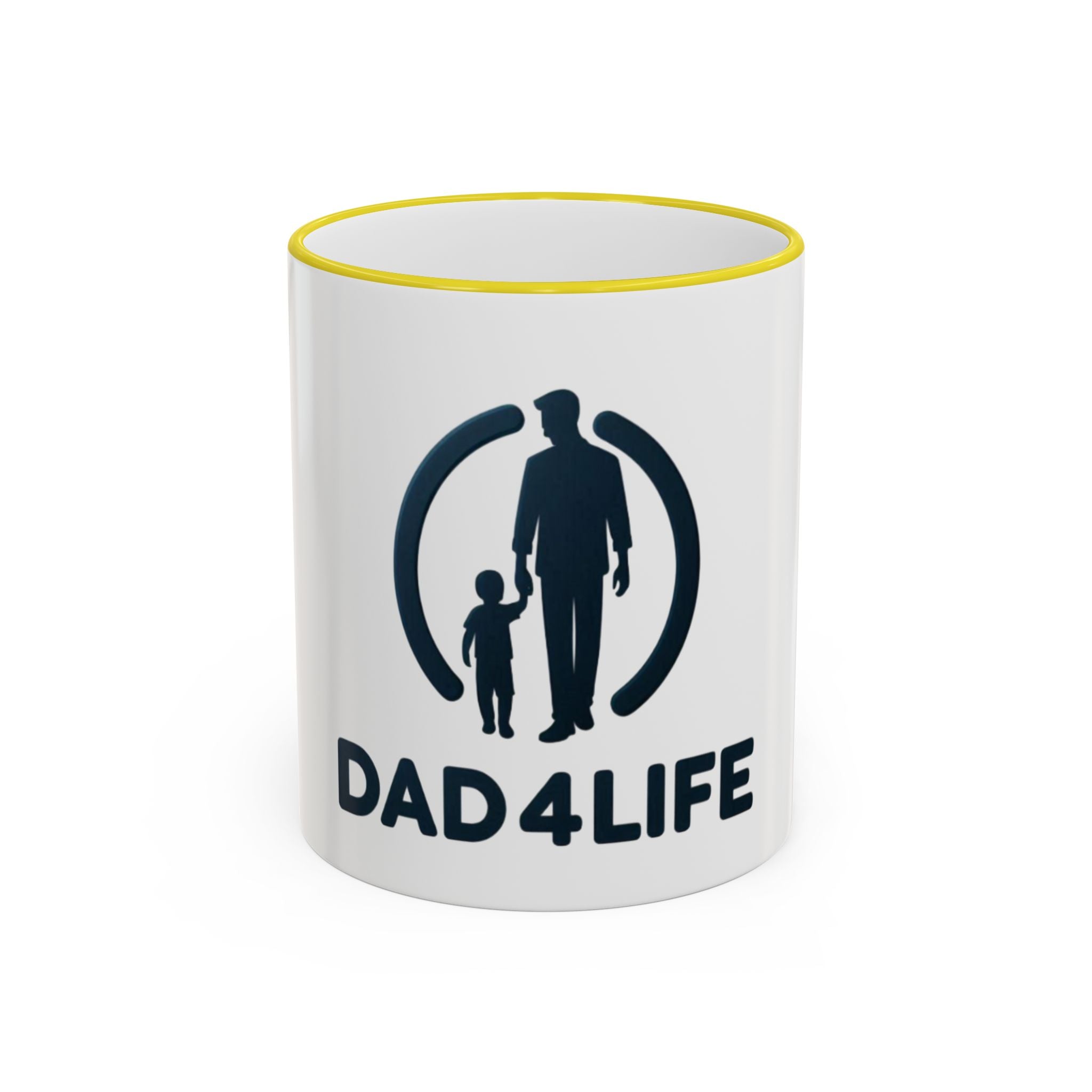 Dad 4 Life Accent Rim Mug — Father & Child Coffee Cup (11oz/15oz)