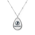 Dad4Life Oval Necklace — Personalized Teardrop Pendant for Fathers, Father’s Day Gift