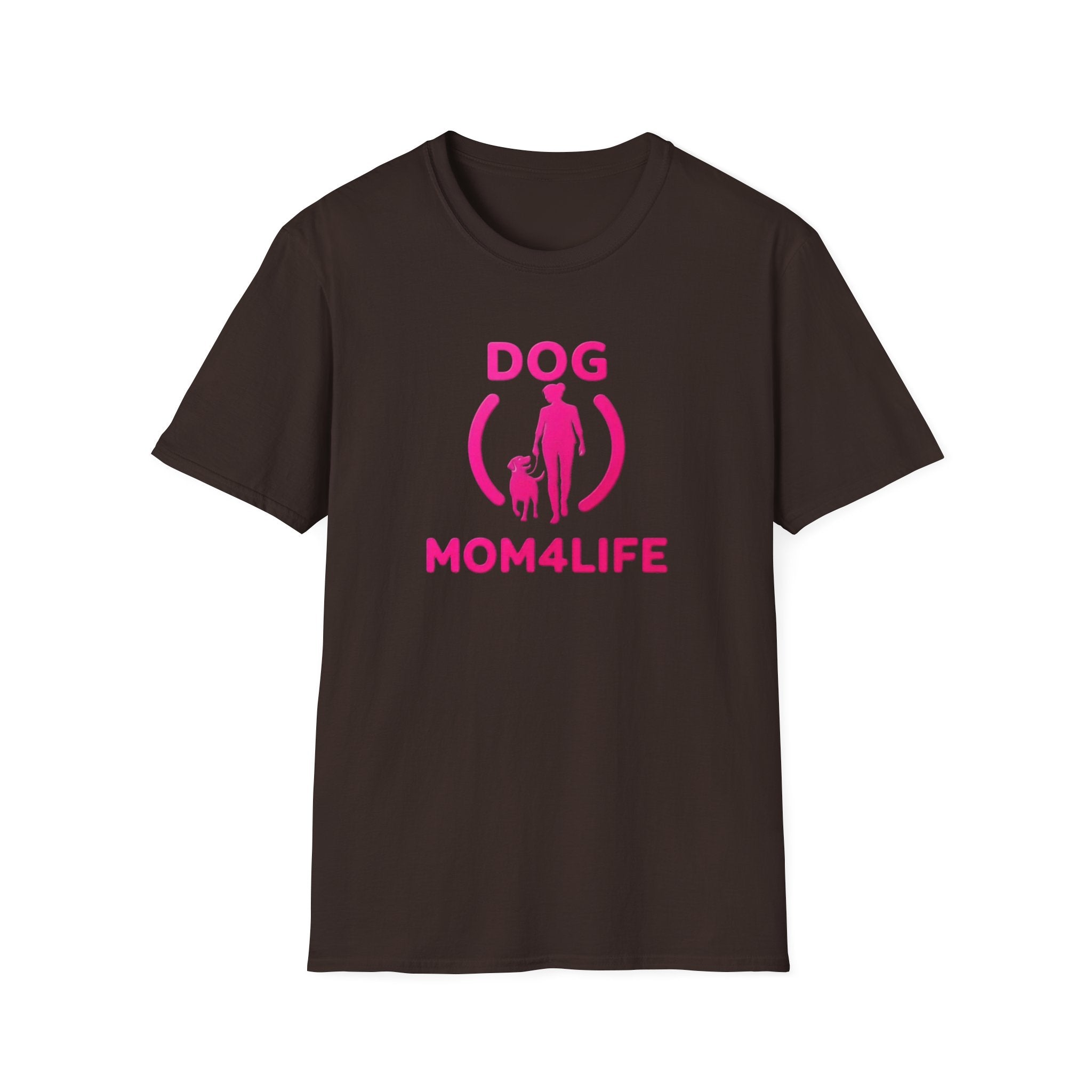 Dog Mom 4 Life T-Shirt — Pink Silhouette Pet Lover Tee
